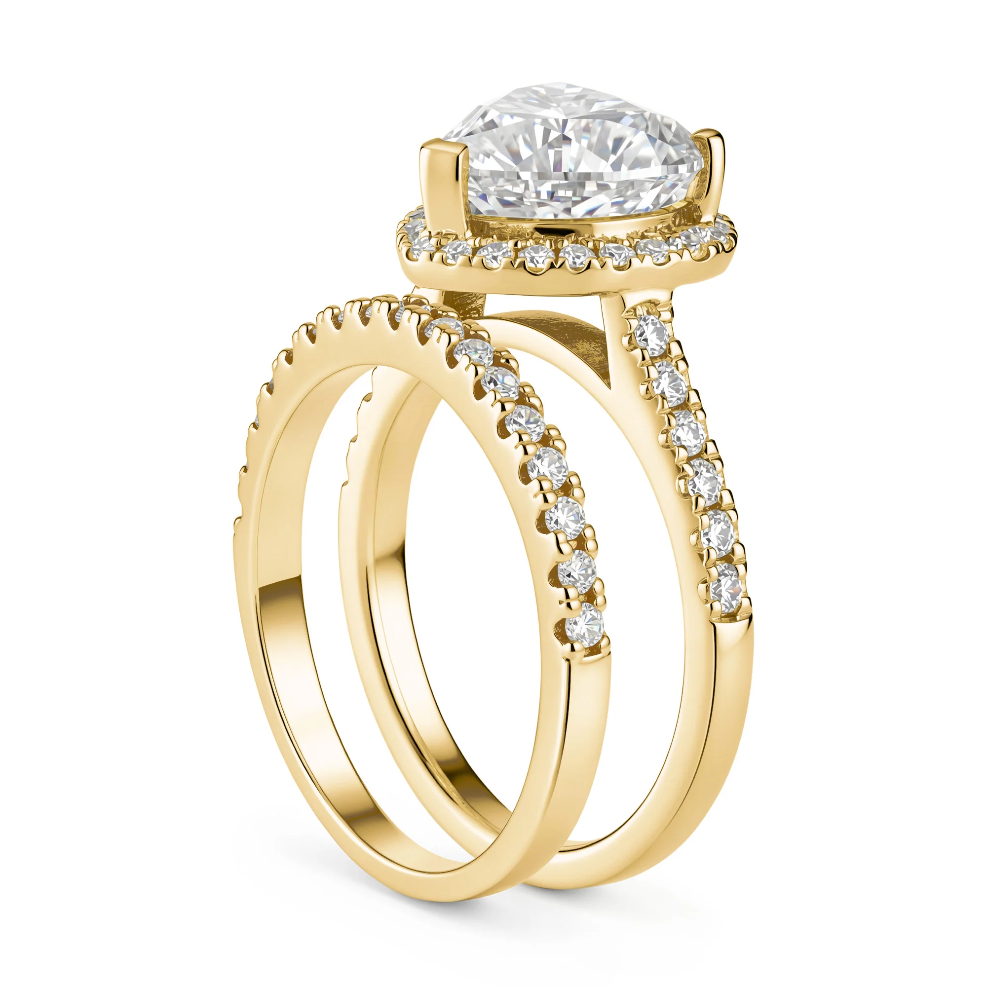 Heart Cut Moissanite Halo Bridal Ring Set - Image 6