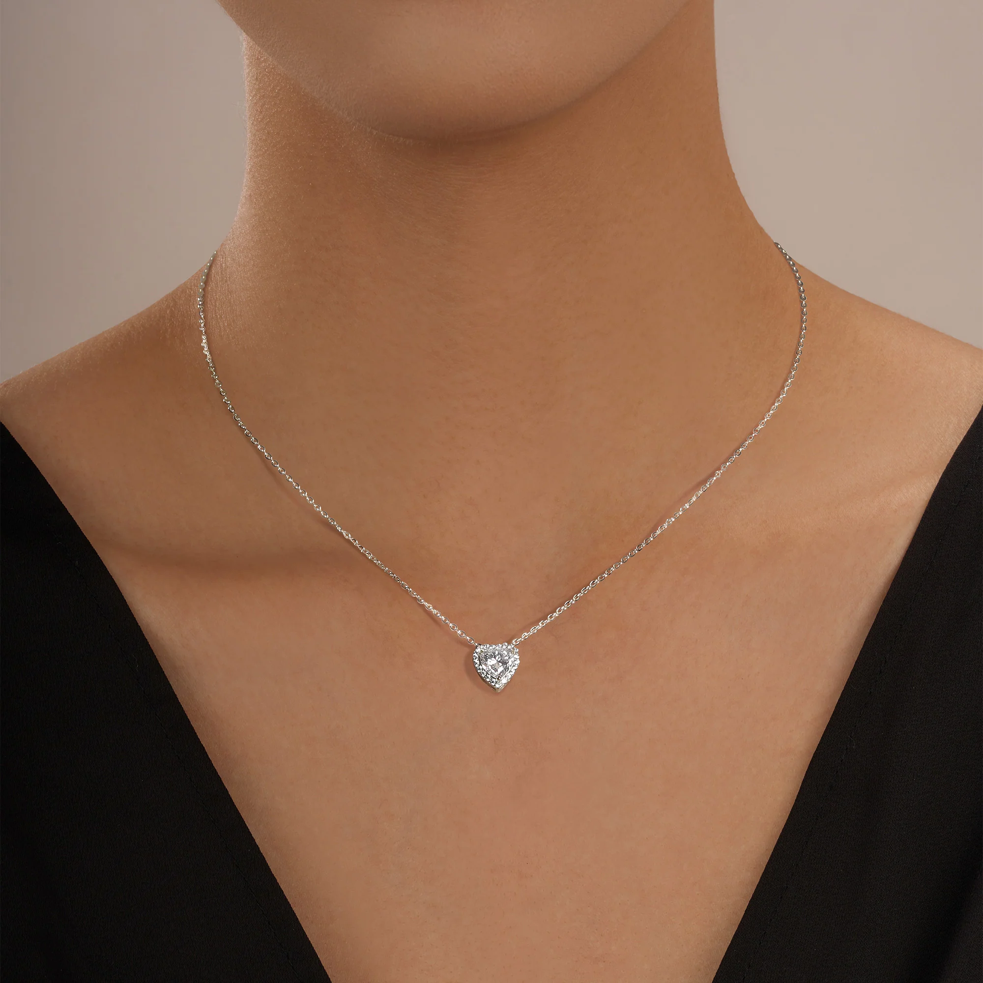 Heart Halo Moissanite Pendant Necklace - Image 4