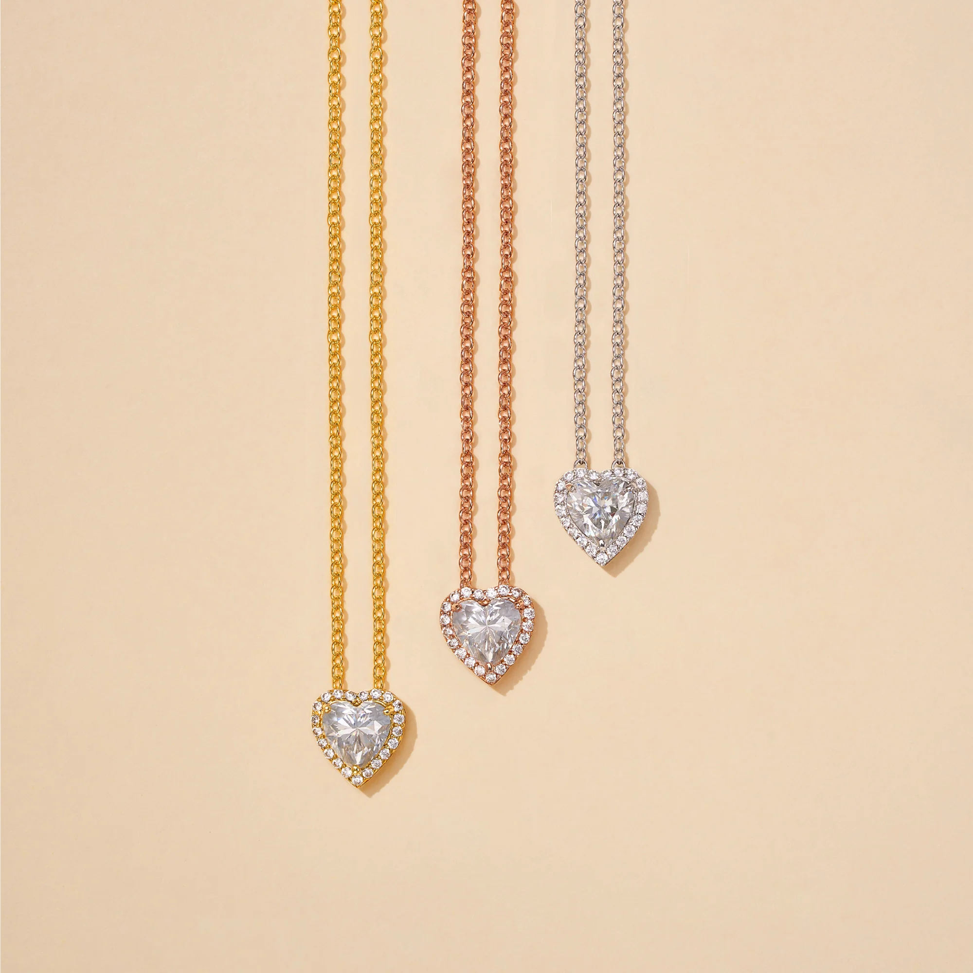 Heart Halo Moissanite Pendant Necklace - Image 7