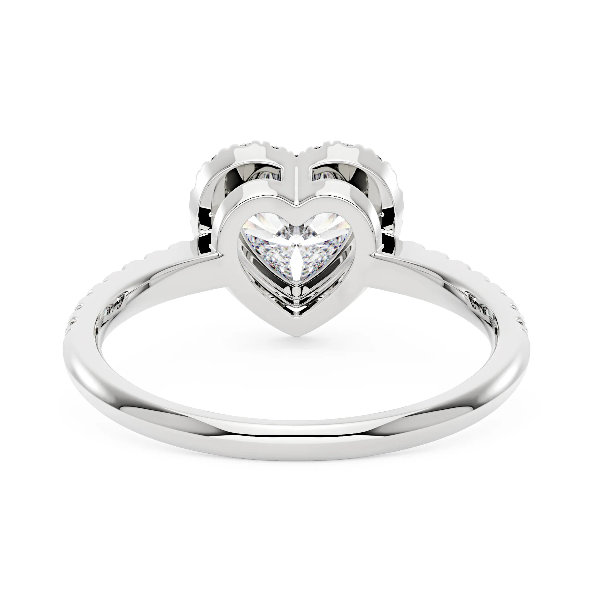 Heart Moissanite Halo Ring with Pavé Band - Image 3