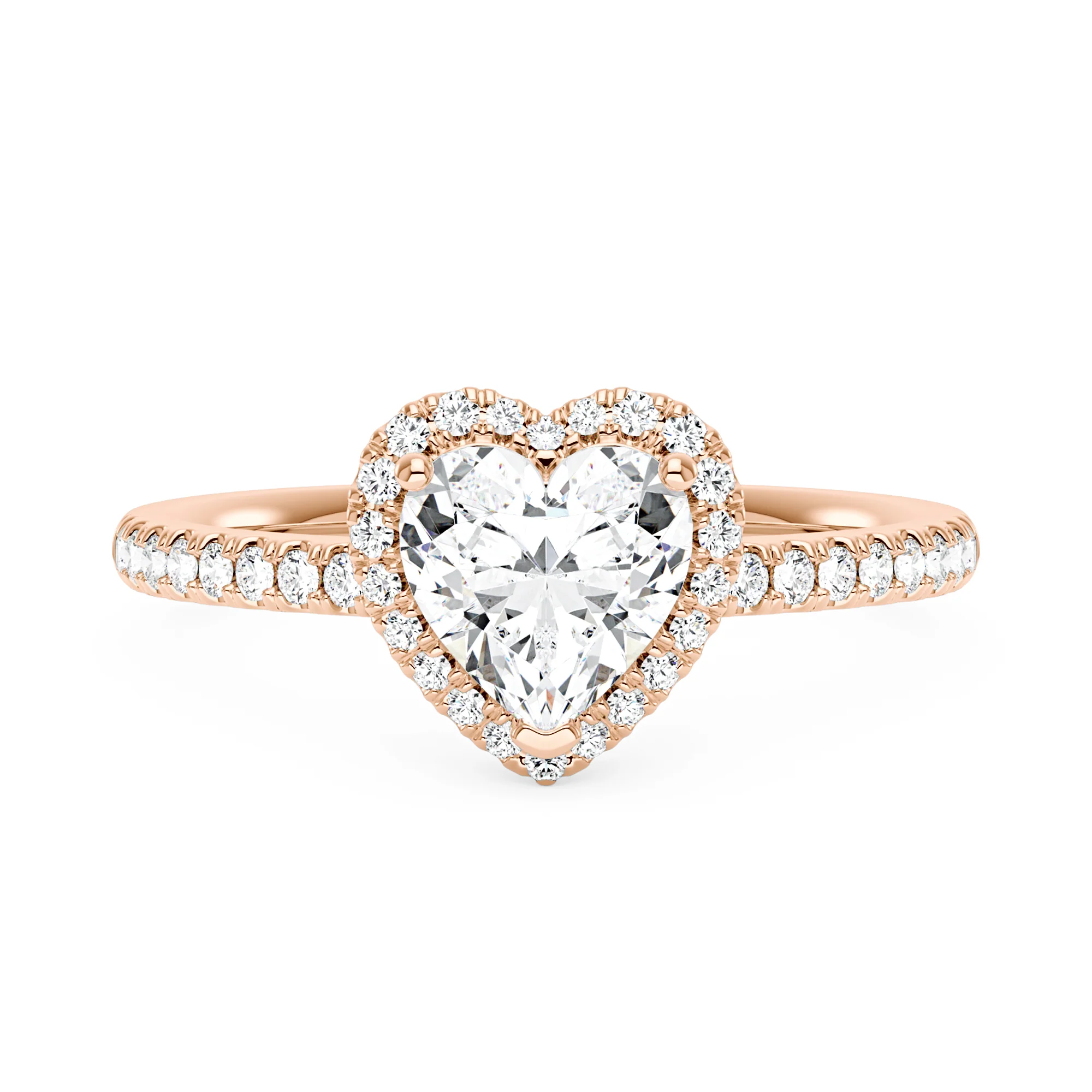 Heart Moissanite Halo Ring with Pavé Band - Image 7