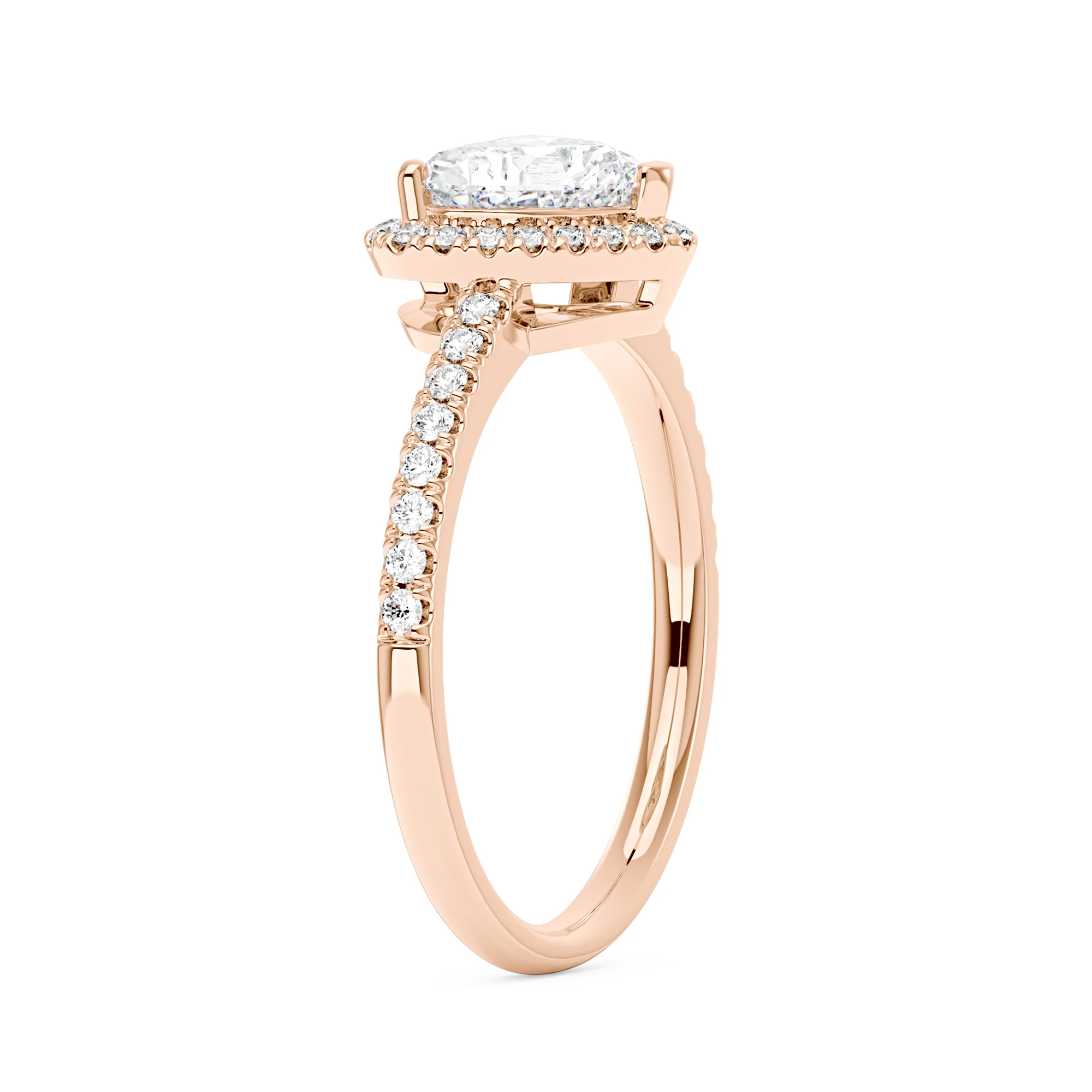 Heart Moissanite Halo Ring with Pavé Band - Image 8