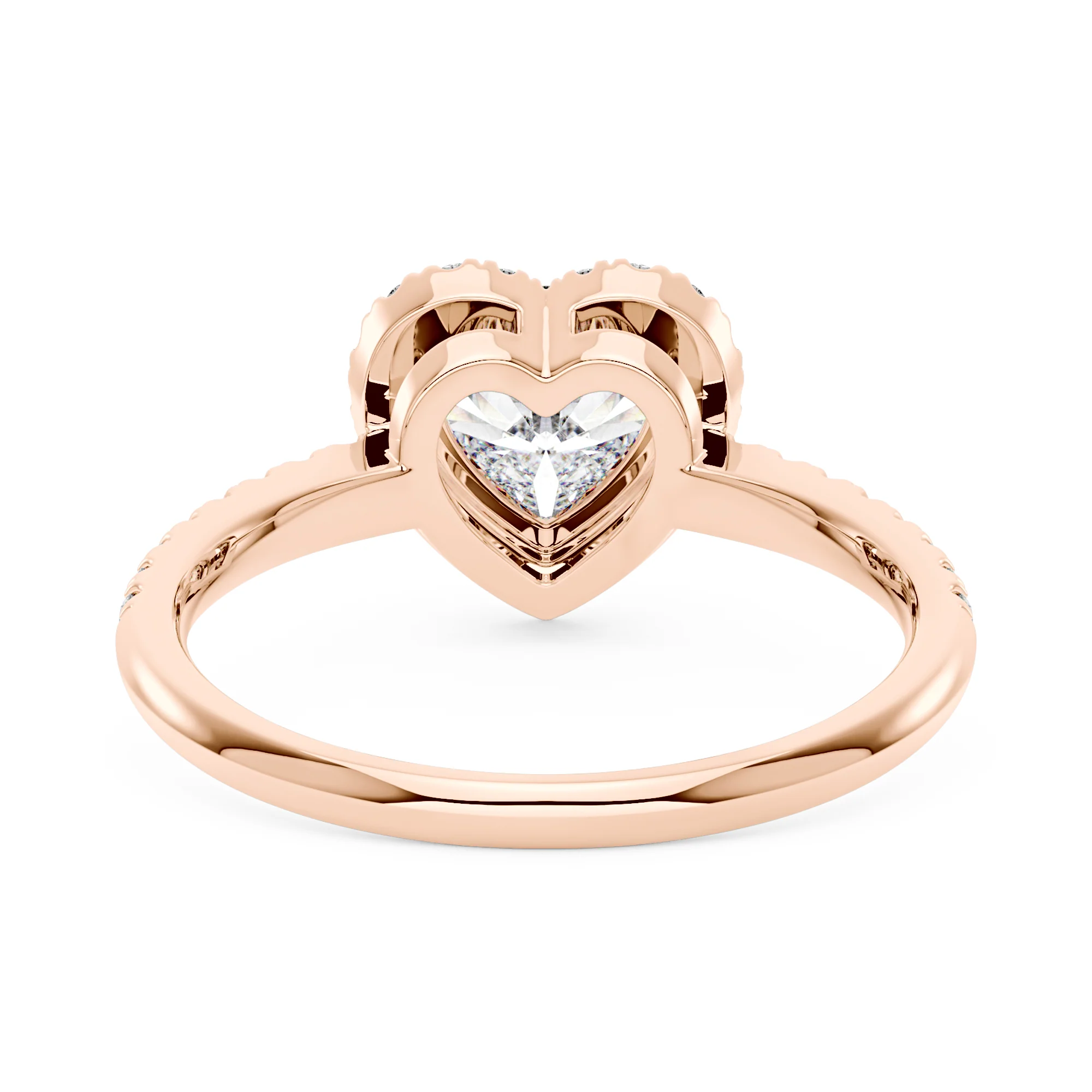 Heart Moissanite Halo Ring with Pavé Band - Image 9