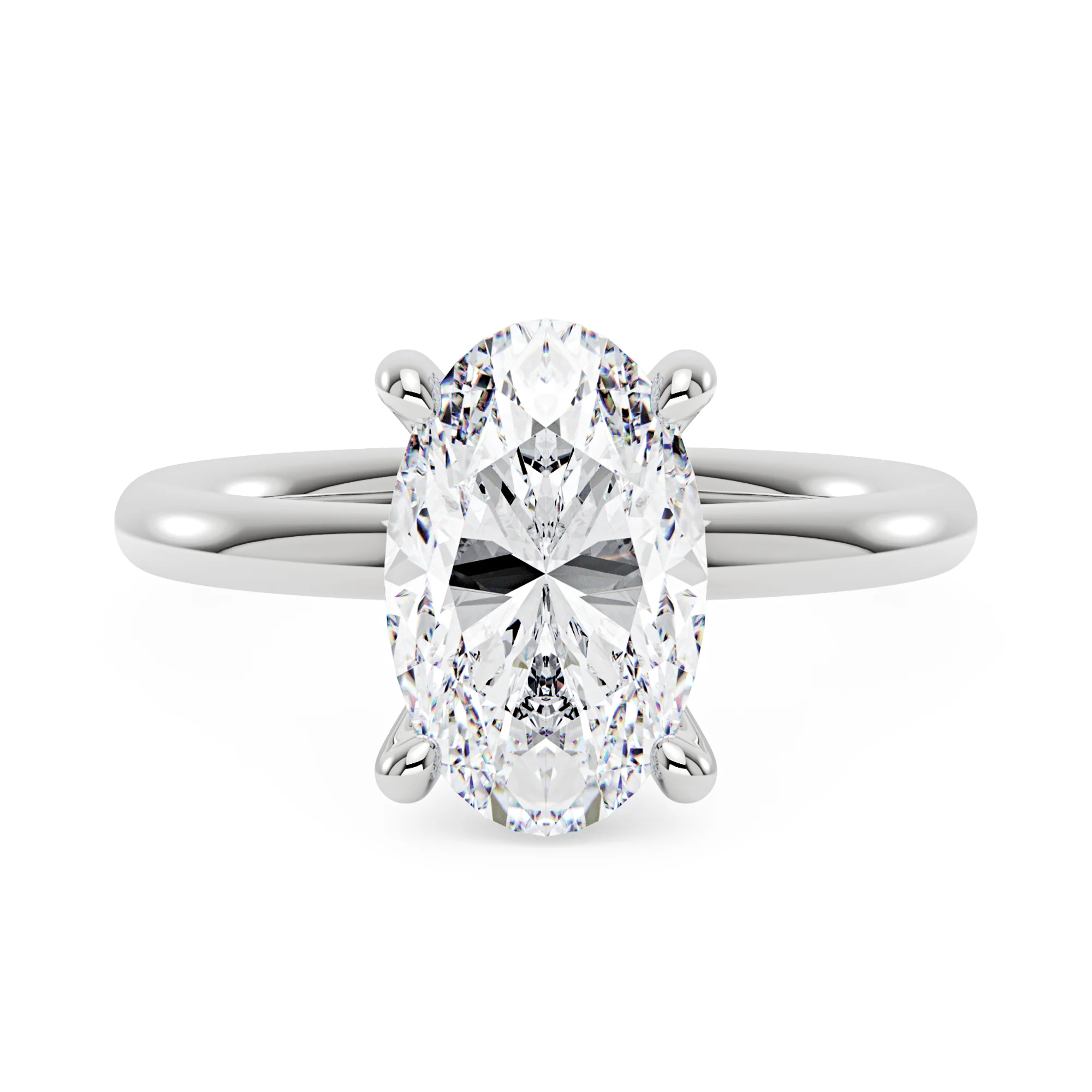 Hidden Halo Crushed Oval Moissanite Engagement Ring - Image 4