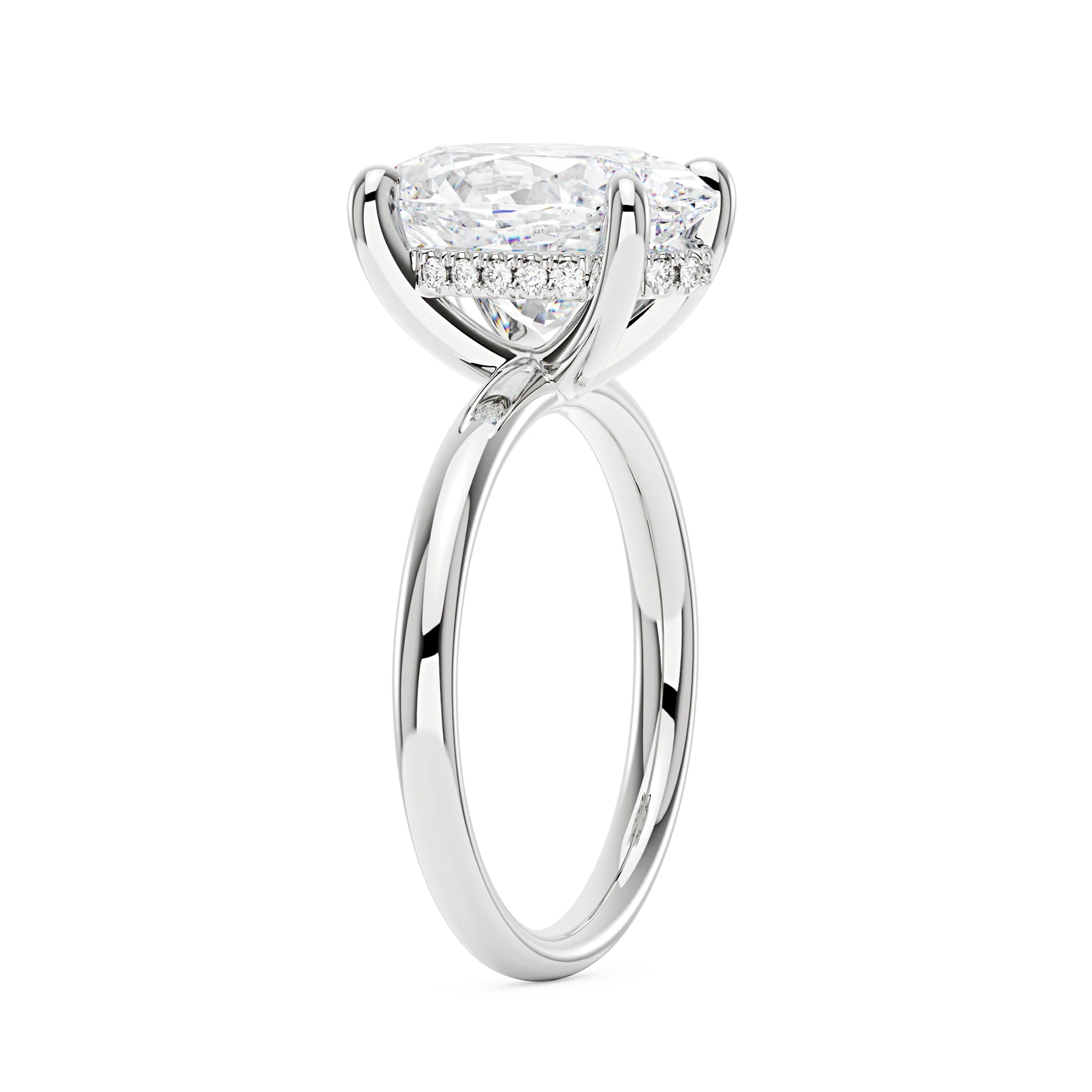 Hidden Halo Crushed Oval Moissanite Engagement Ring - Image 5