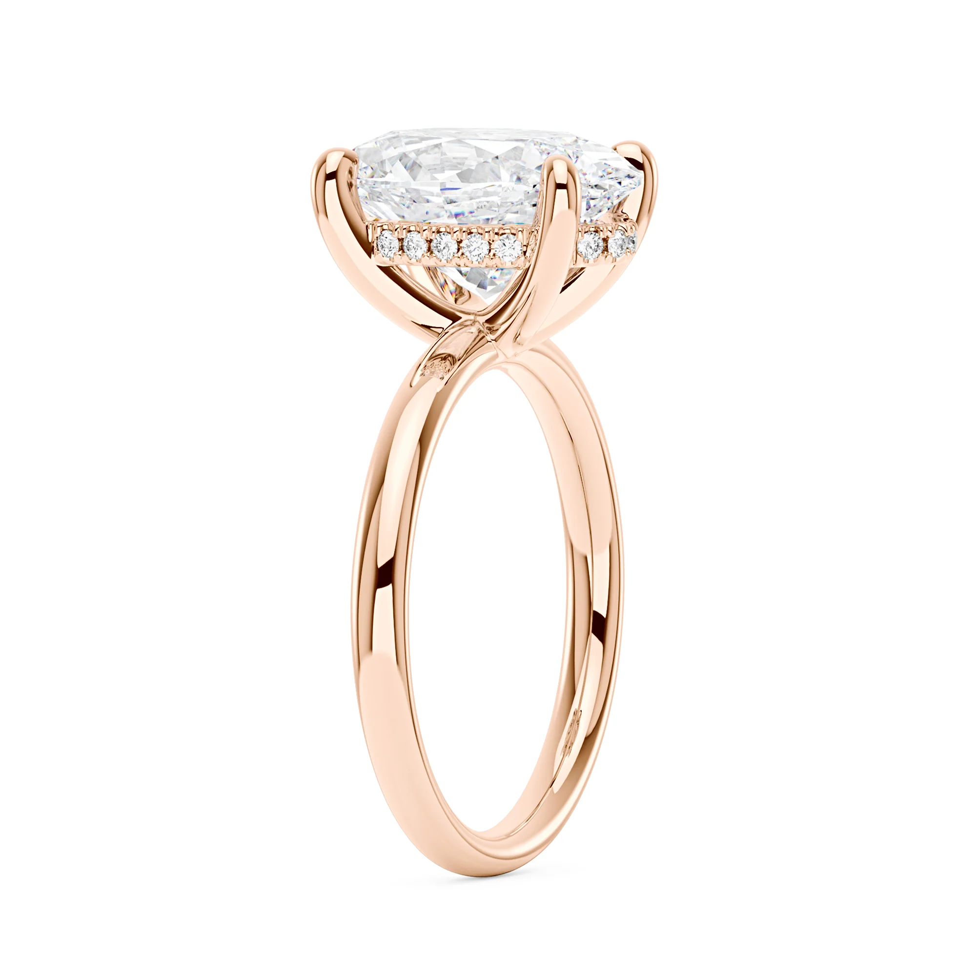 Hidden Halo Crushed Oval Moissanite Engagement Ring - Image 8