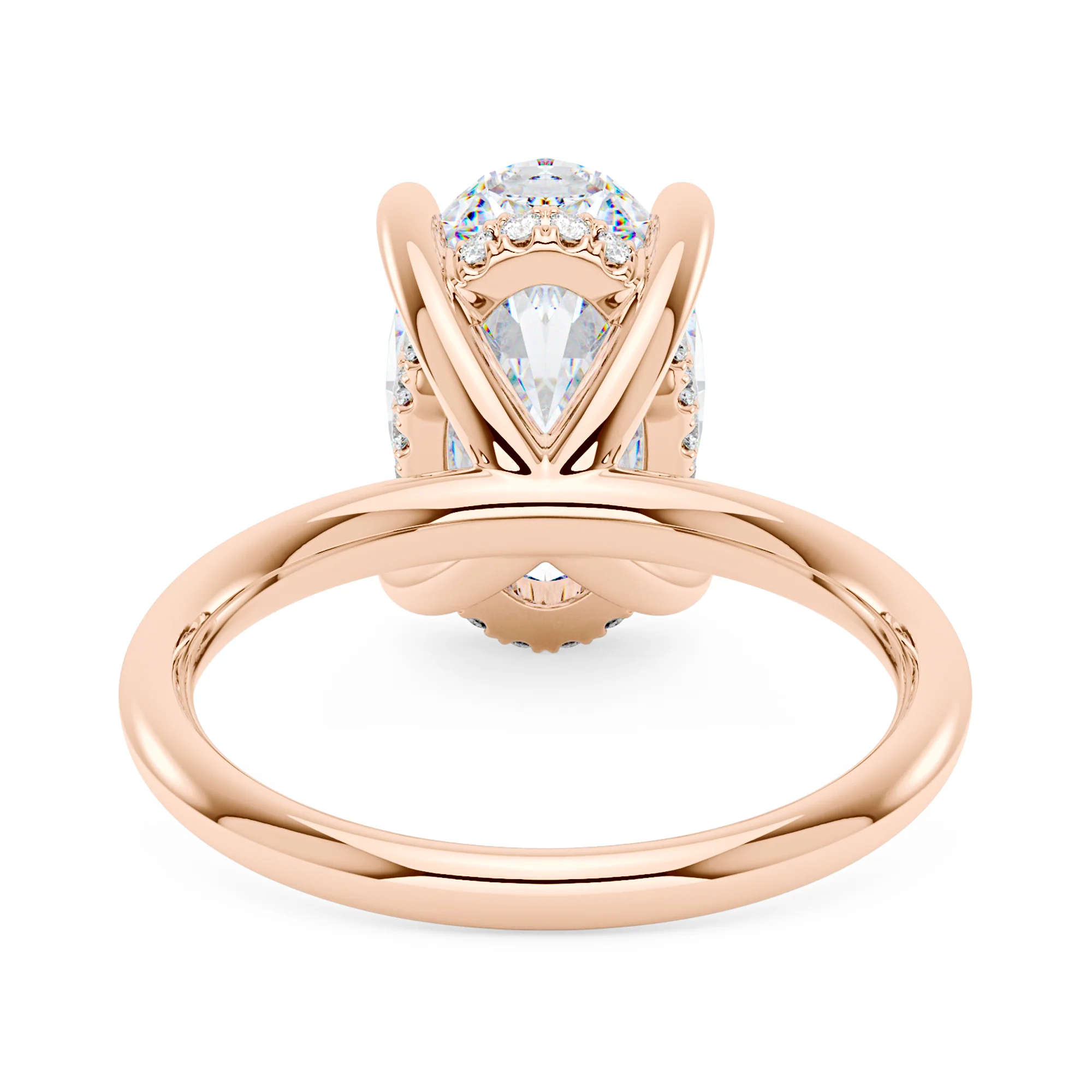 Hidden Halo Crushed Oval Moissanite Engagement Ring - Image 9