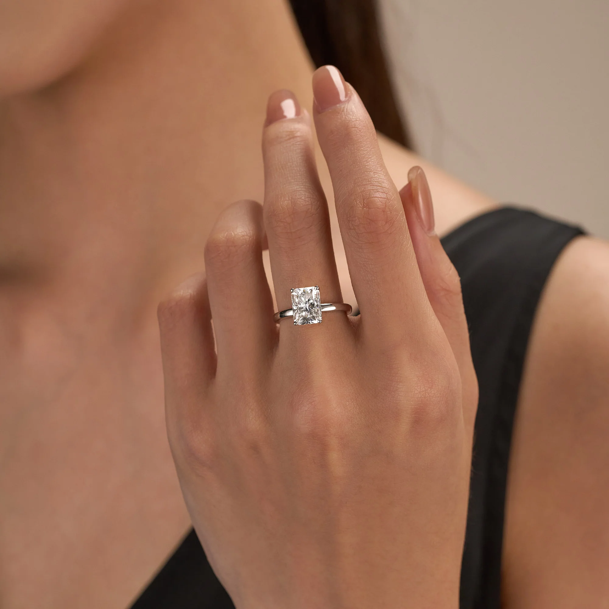 Hidden Halo Radiant Engagement Ring - Image 10
