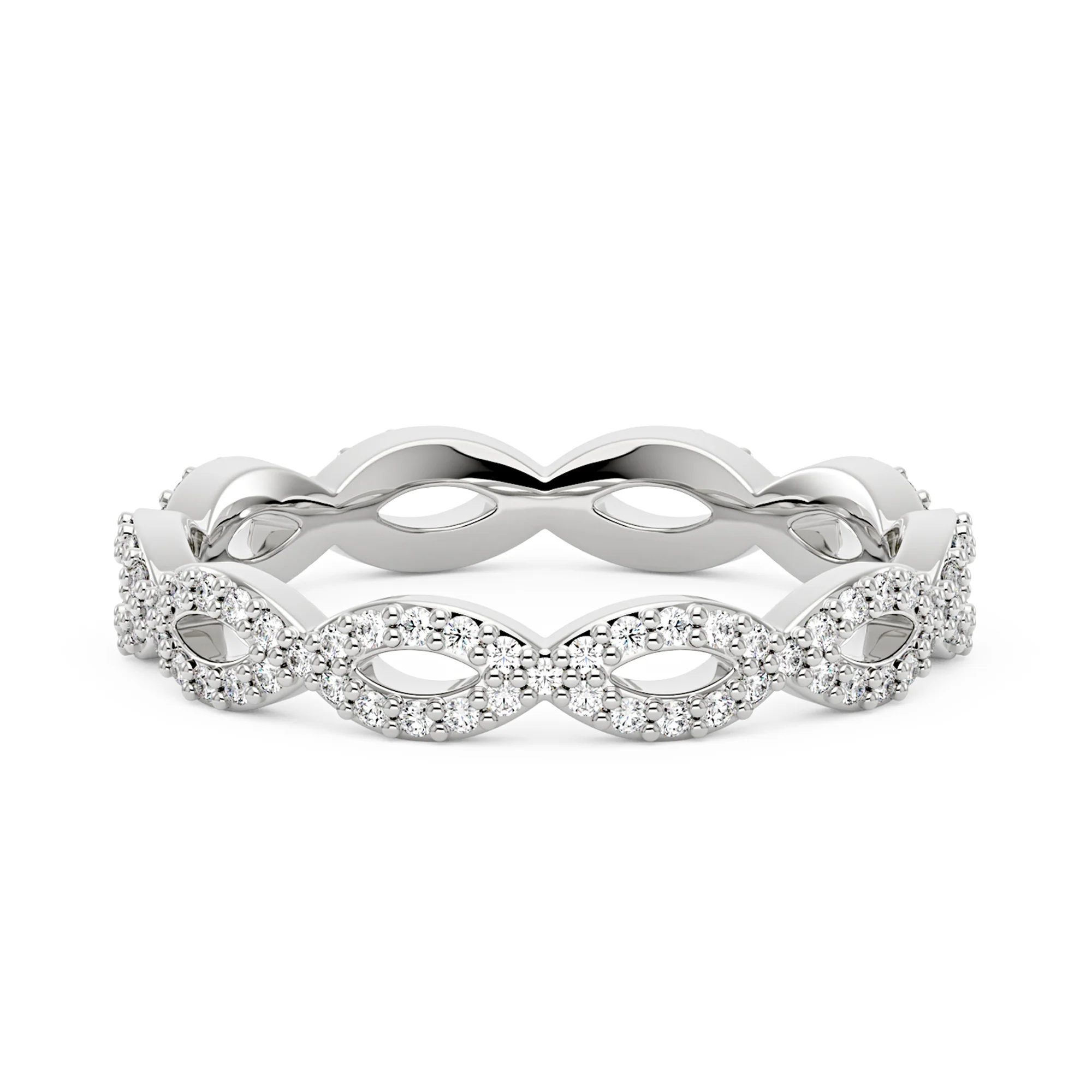 Art Deco Infinity Twist Moissanite Pavé Eternity Band - Image 3