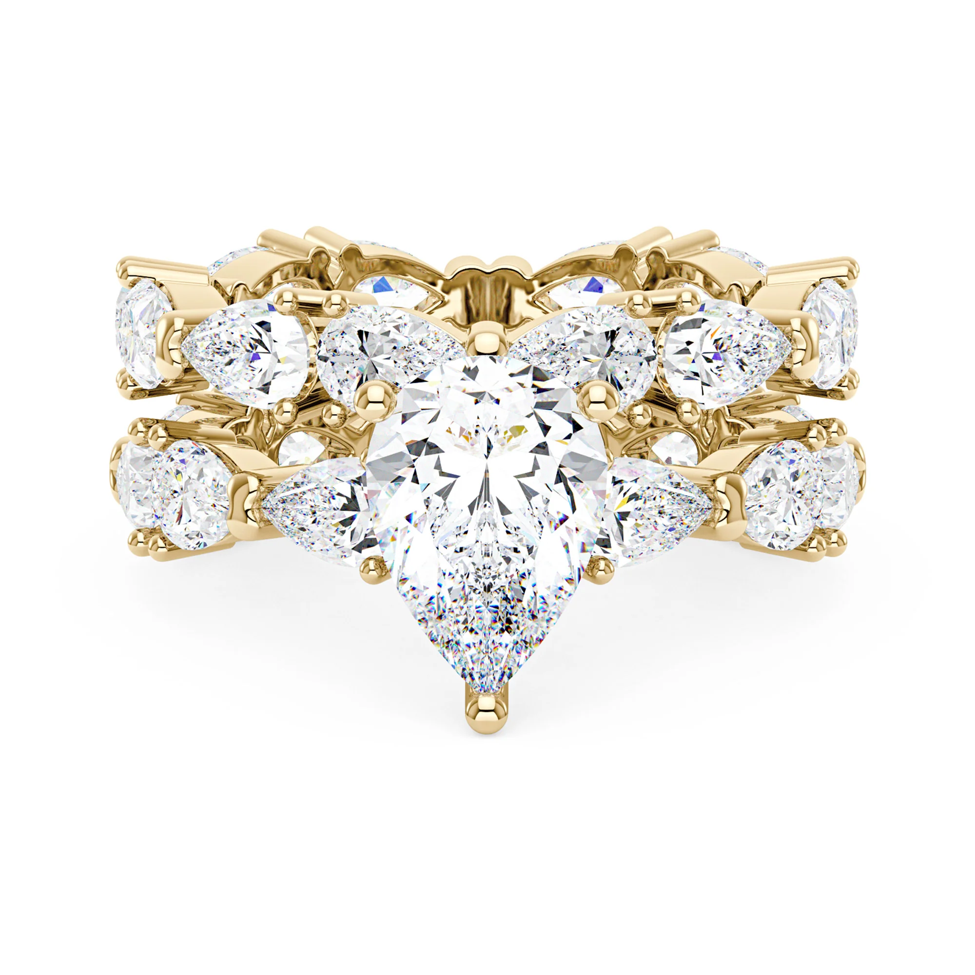 Luxury Pear Shaped Moissanite Bridal Ring Set - Image 5
