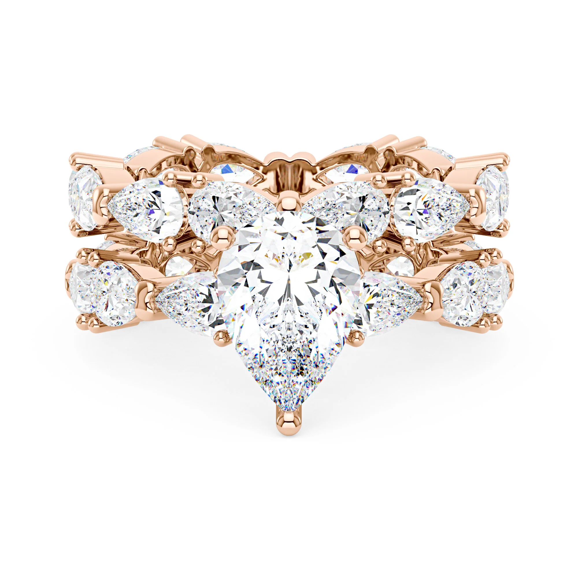 Luxury Pear Shaped Moissanite Bridal Ring Set - Image 8