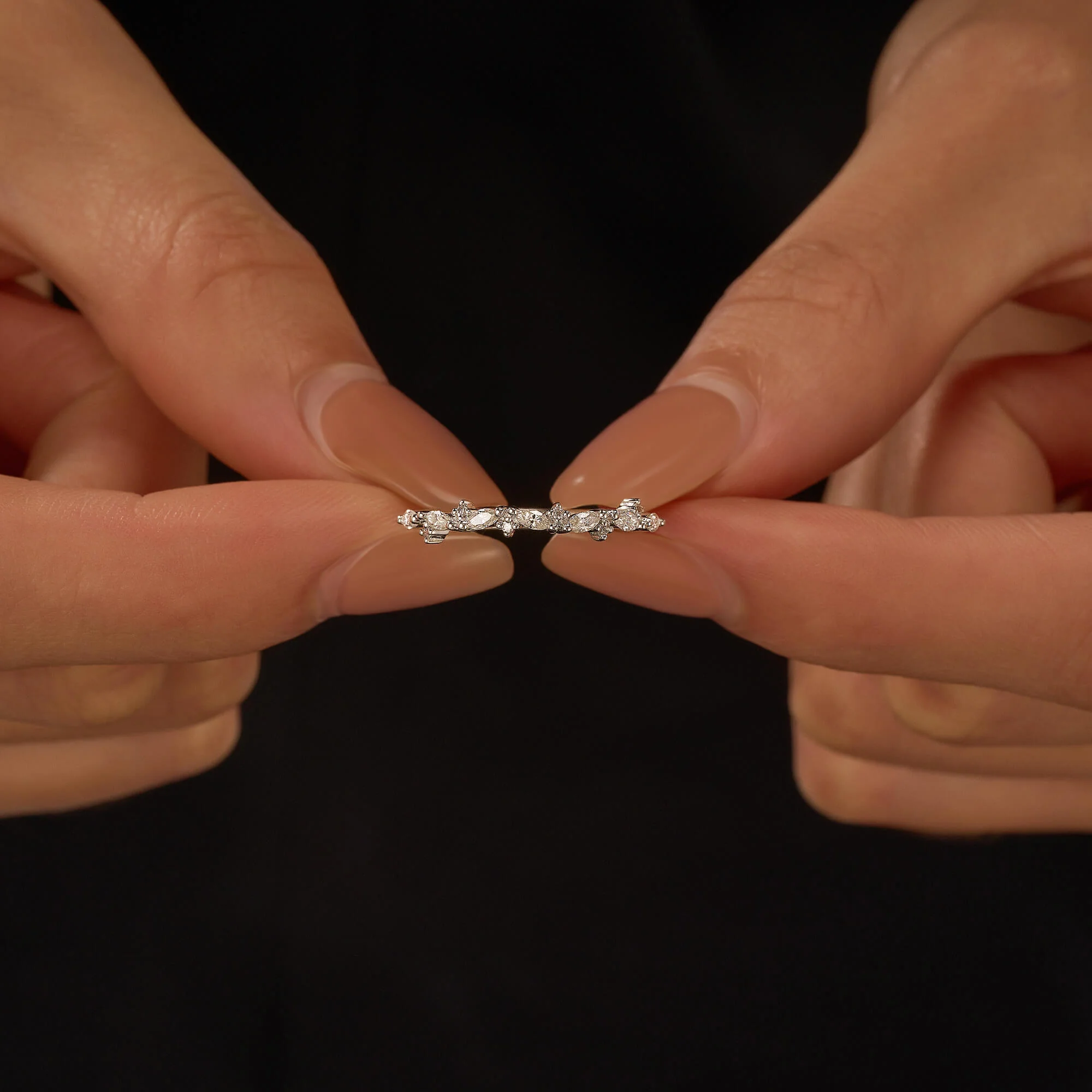 Nature Inspired Marquise Moissanite Half Eternity Band - Image 14