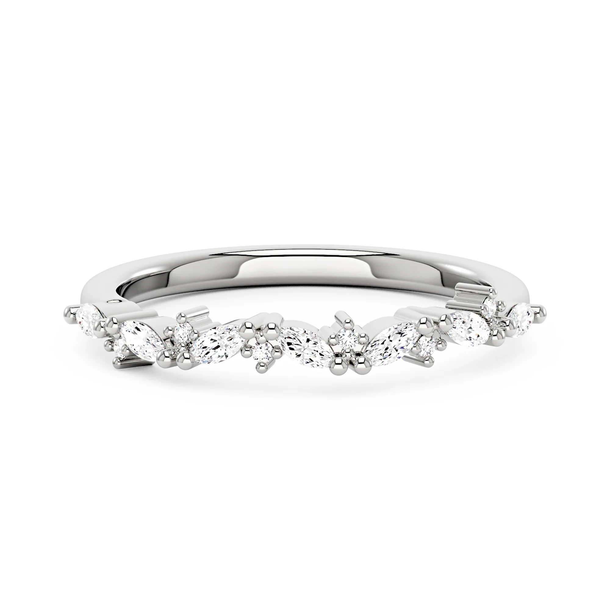 Nature Inspired Marquise Moissanite Half Eternity Band - Image 4