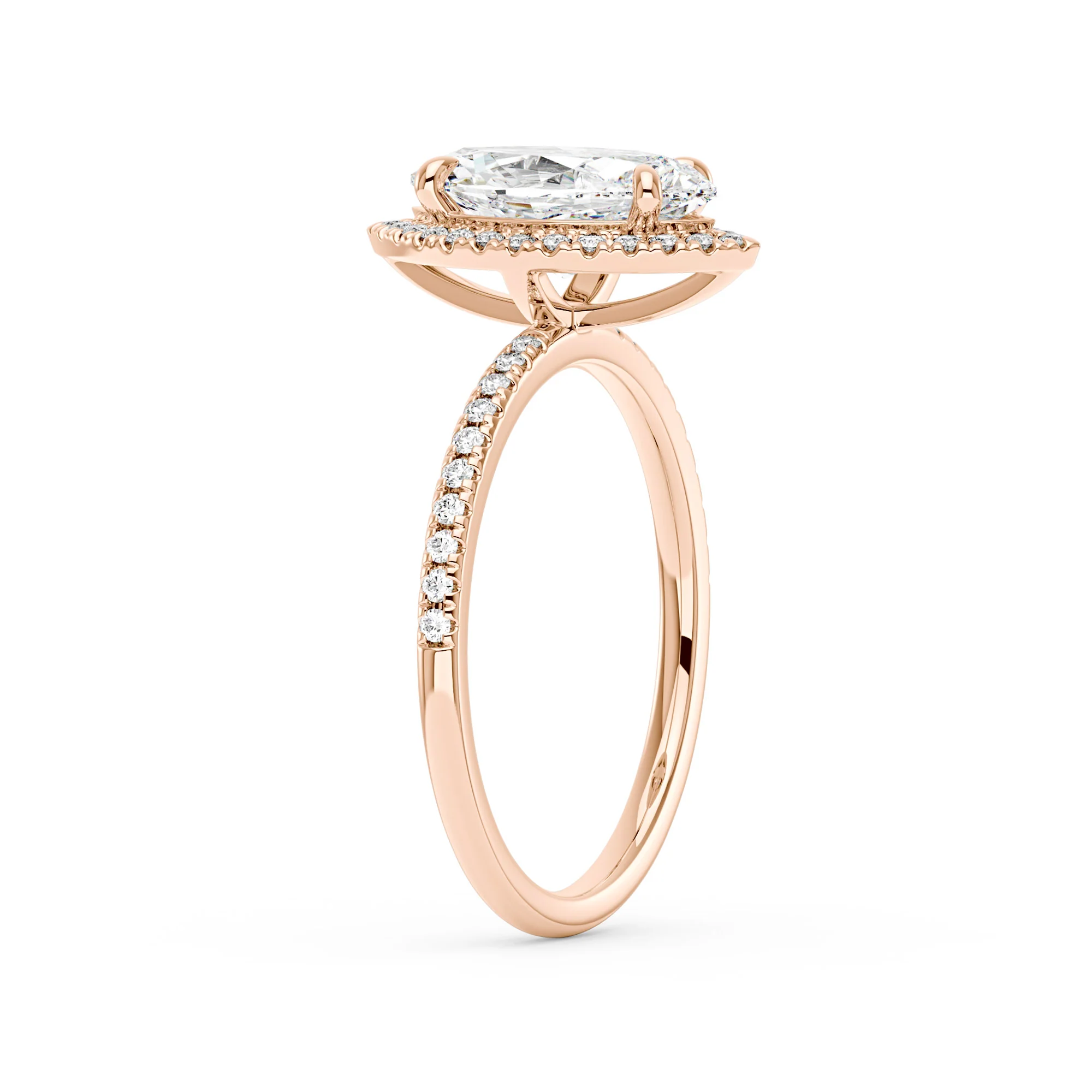 Marquise Halo Moissanite Engagement Ring with Pave Band - Image 8