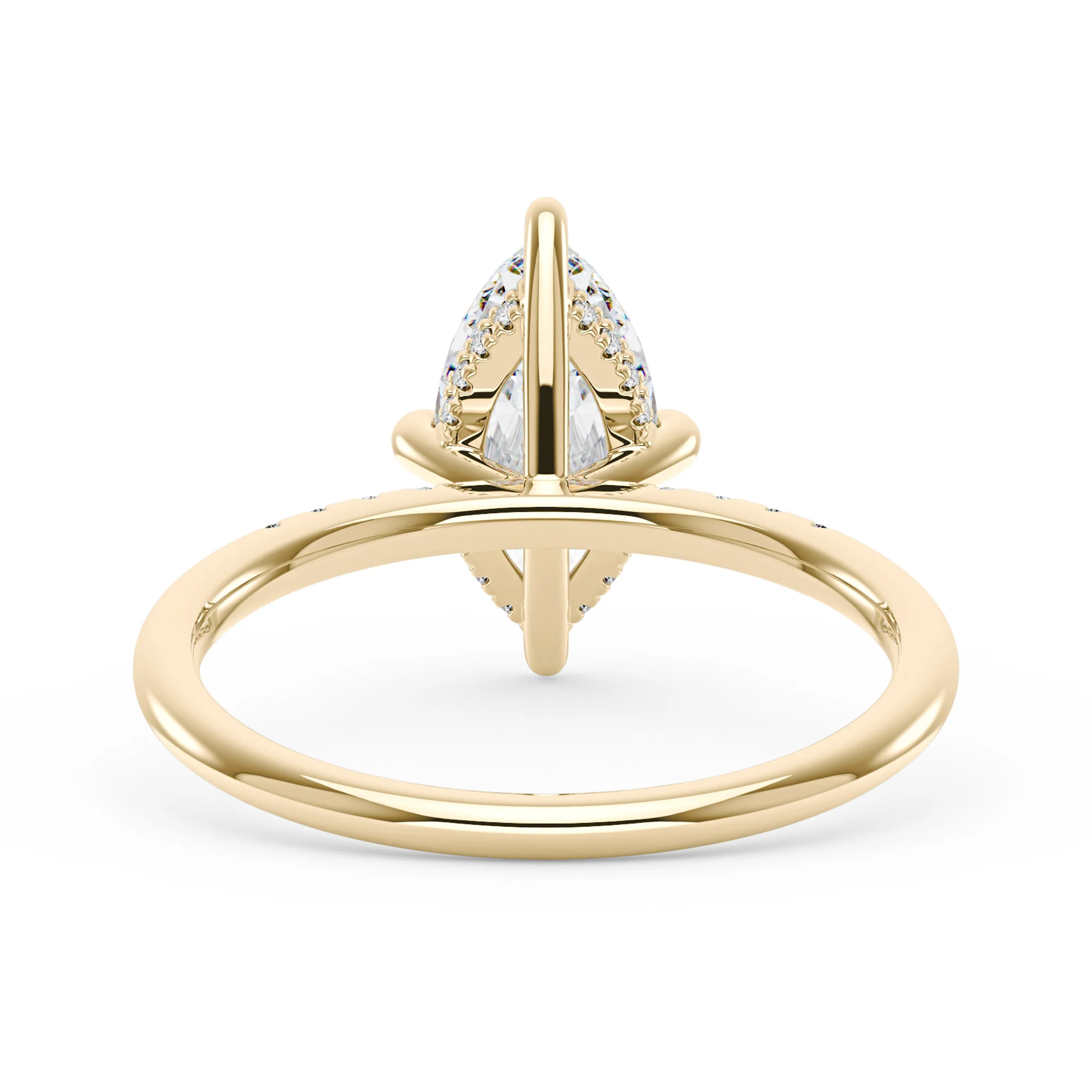 Marquise Moissanite Engagement Ring with Pave Band - Image 3