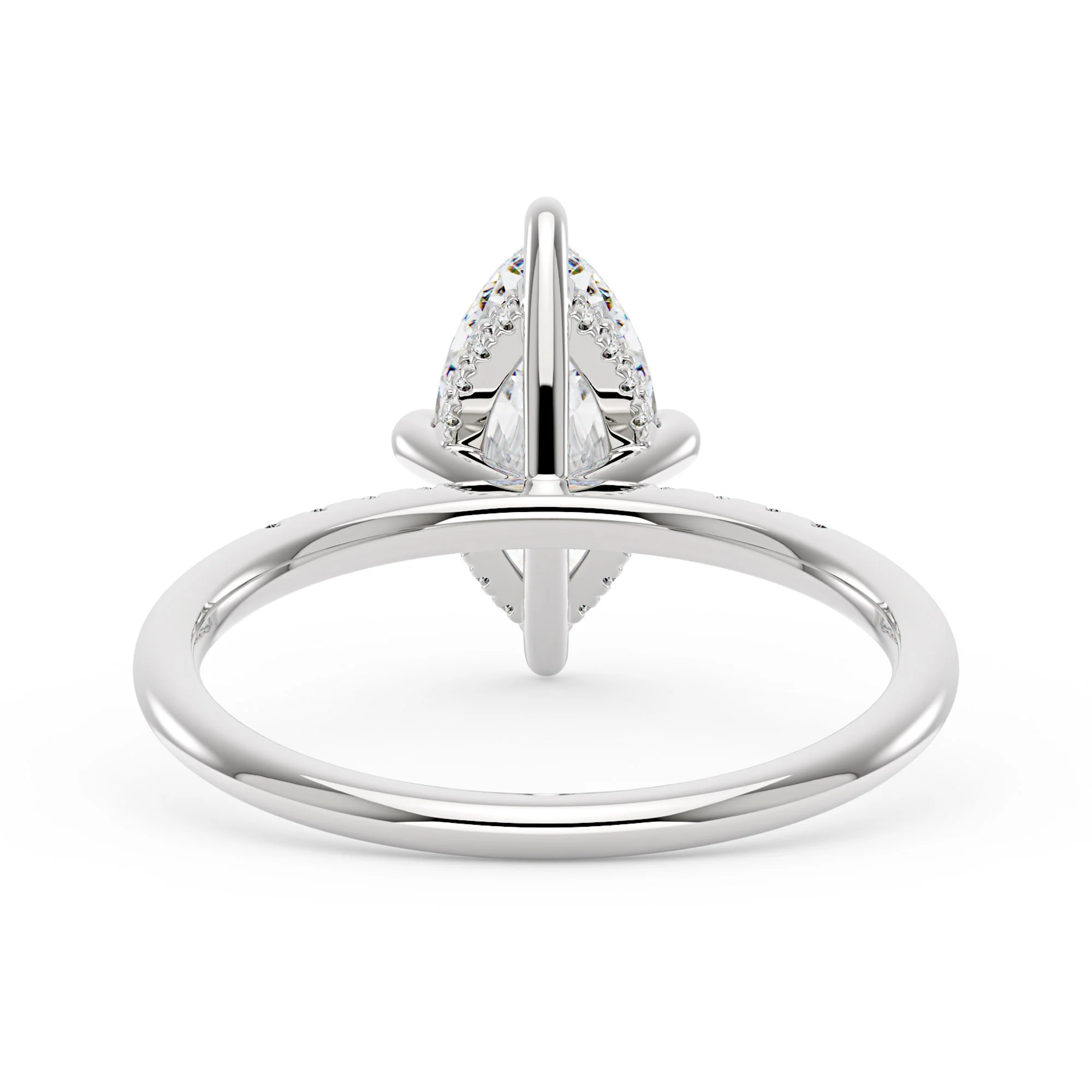 Marquise Moissanite Engagement Ring with Pave Band - Image 6