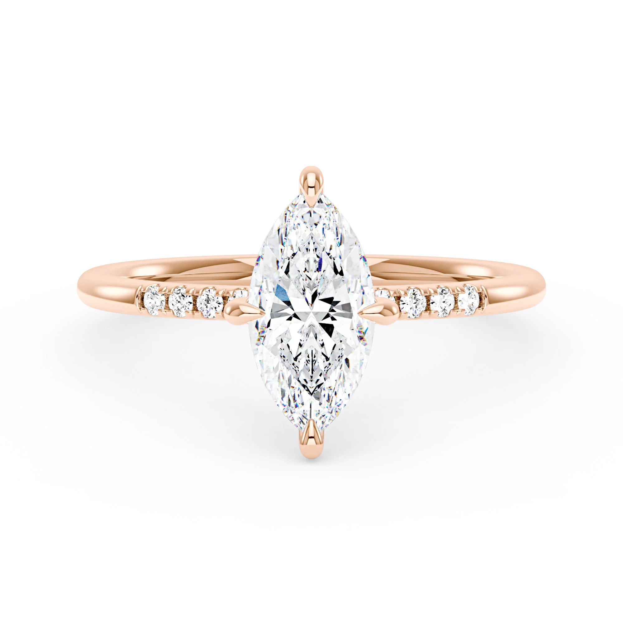 Marquise Moissanite Engagement Ring with Pave Band - Image 7