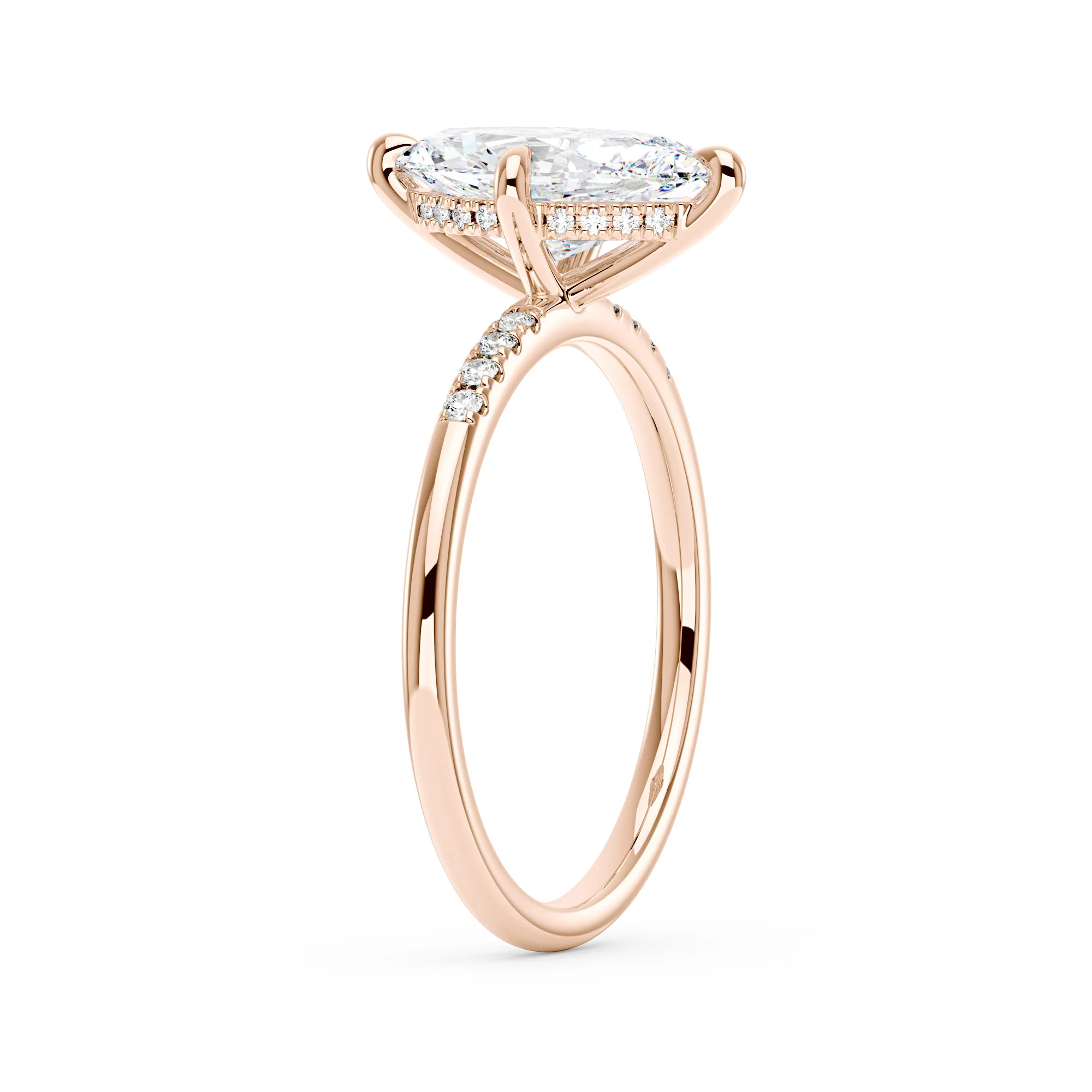 Marquise Moissanite Engagement Ring with Pave Band - Image 8