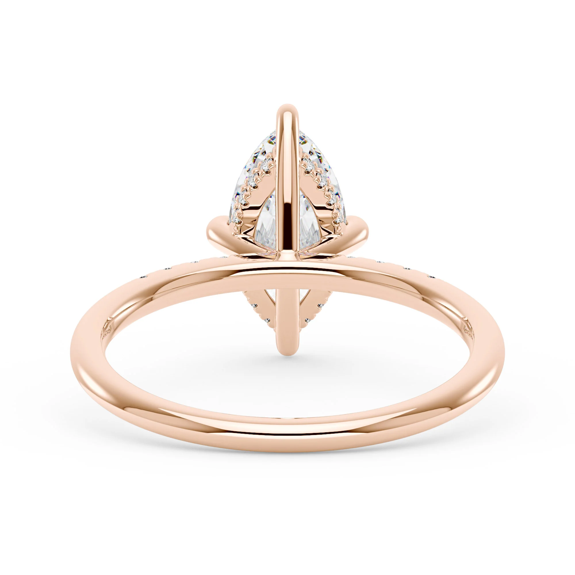 Marquise Moissanite Engagement Ring with Pave Band - Image 9