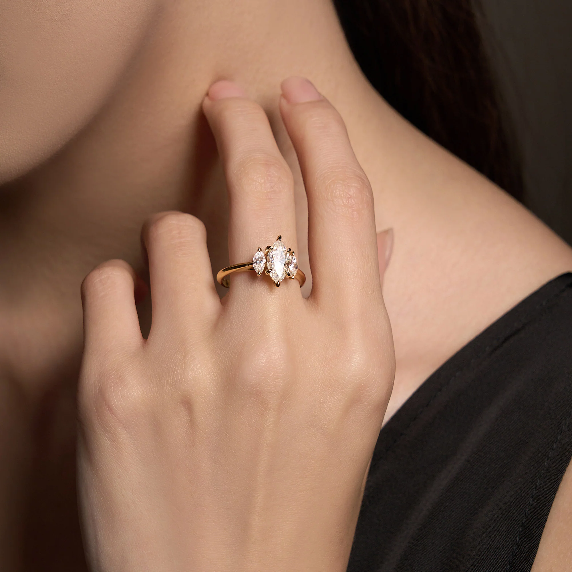 Marquise Moissanite Three Stone Ring - Image 10