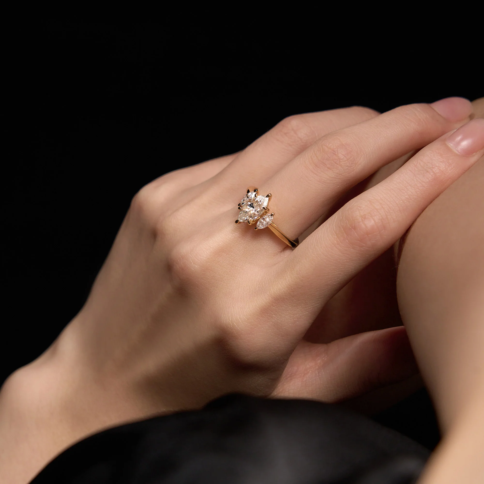 Marquise Moissanite Three Stone Ring - Image 11