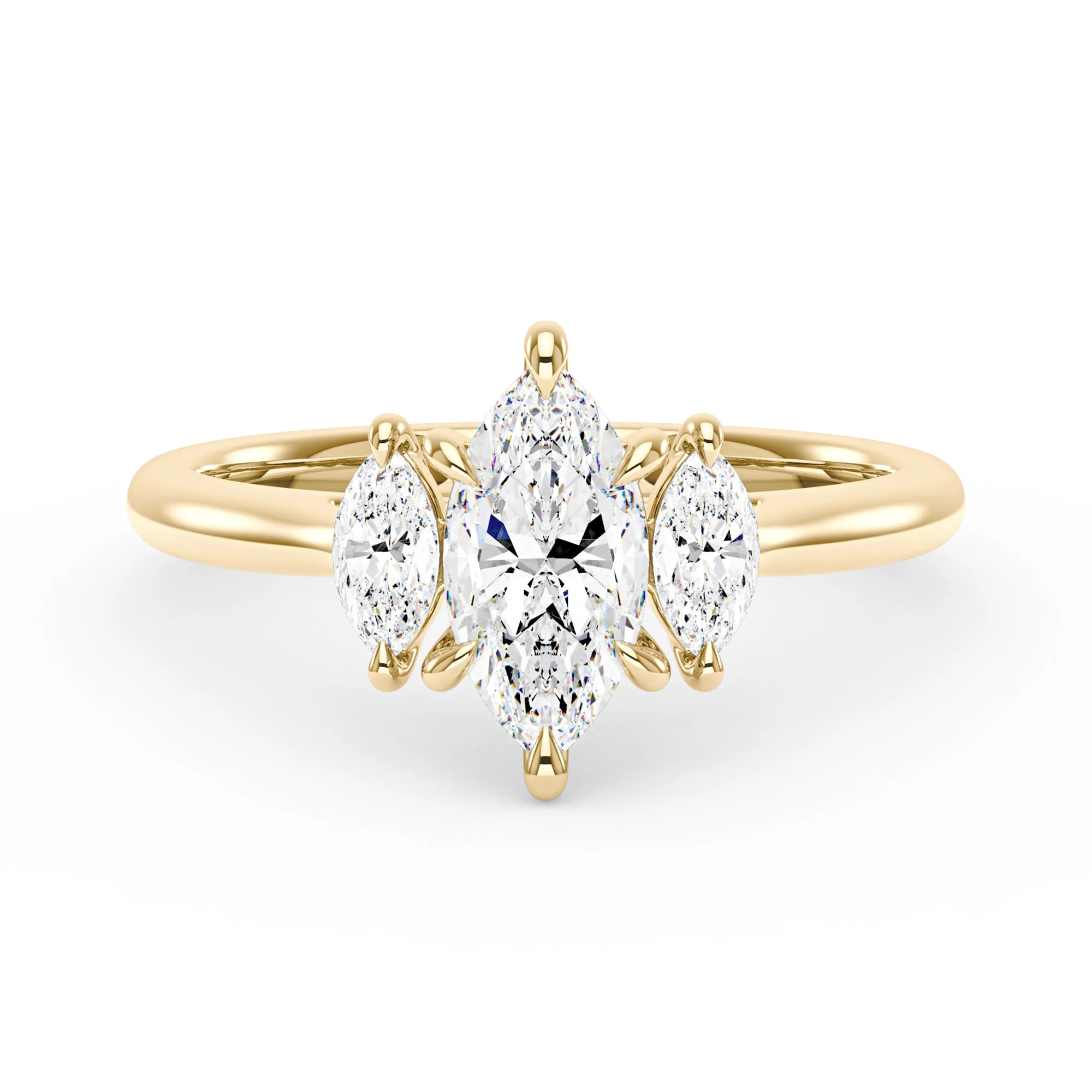 Marquise Moissanite Three Stone Ring - Image 4
