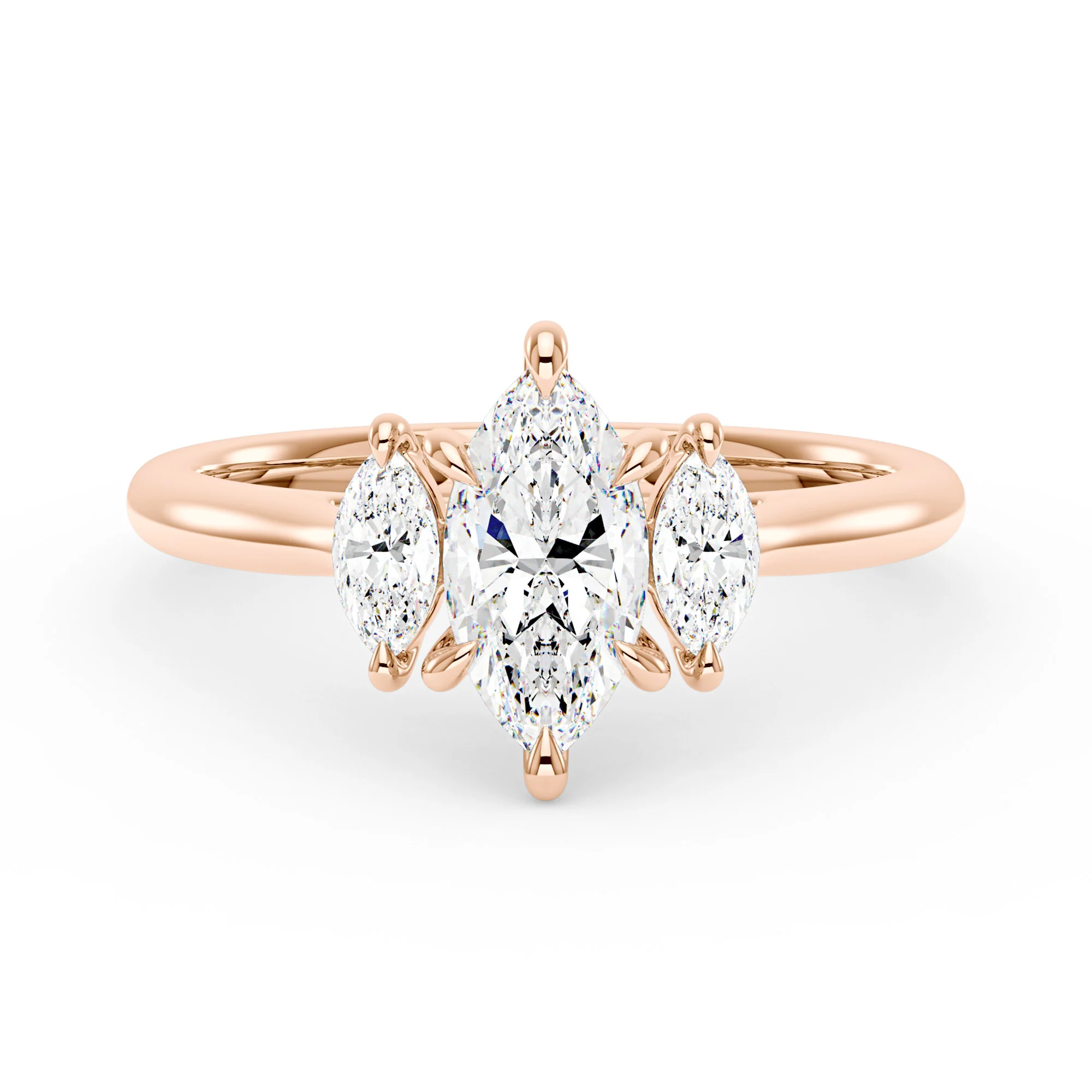 Marquise Moissanite Three Stone Ring - Image 7