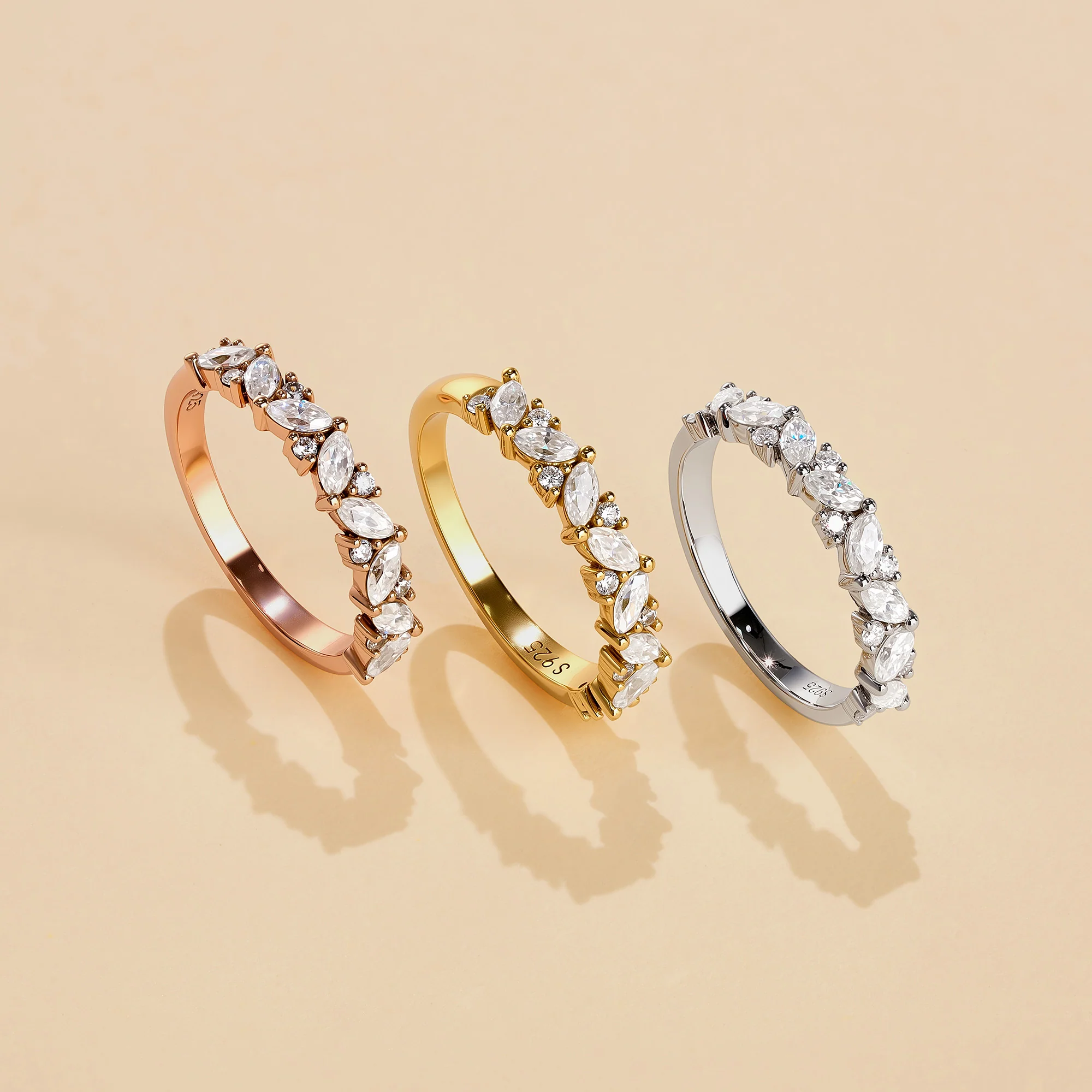 Marquise & Round Half Eternity Band Ring - Image 10