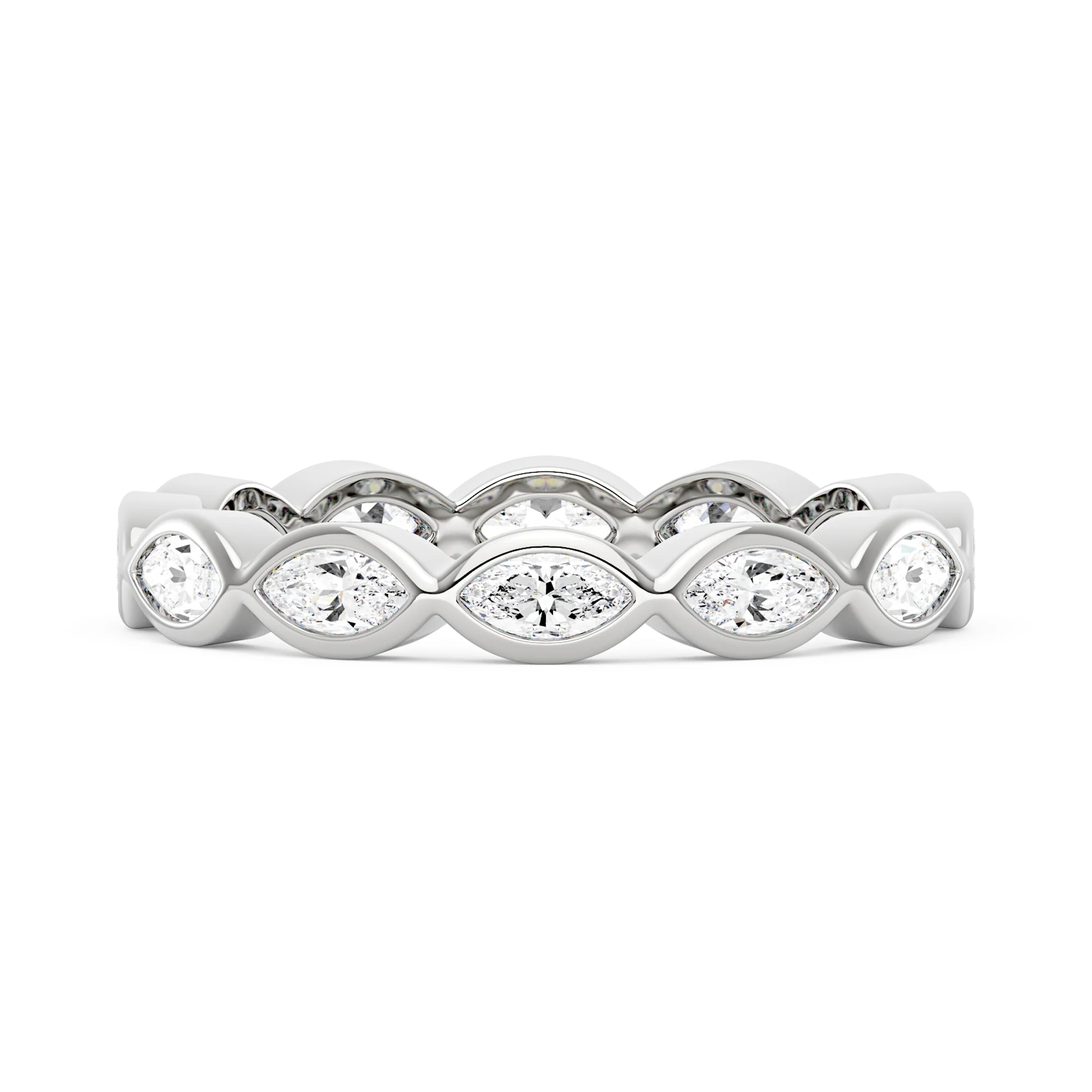 Marquise Shaped Moissanite Bezel Eternity Band - Image 4
