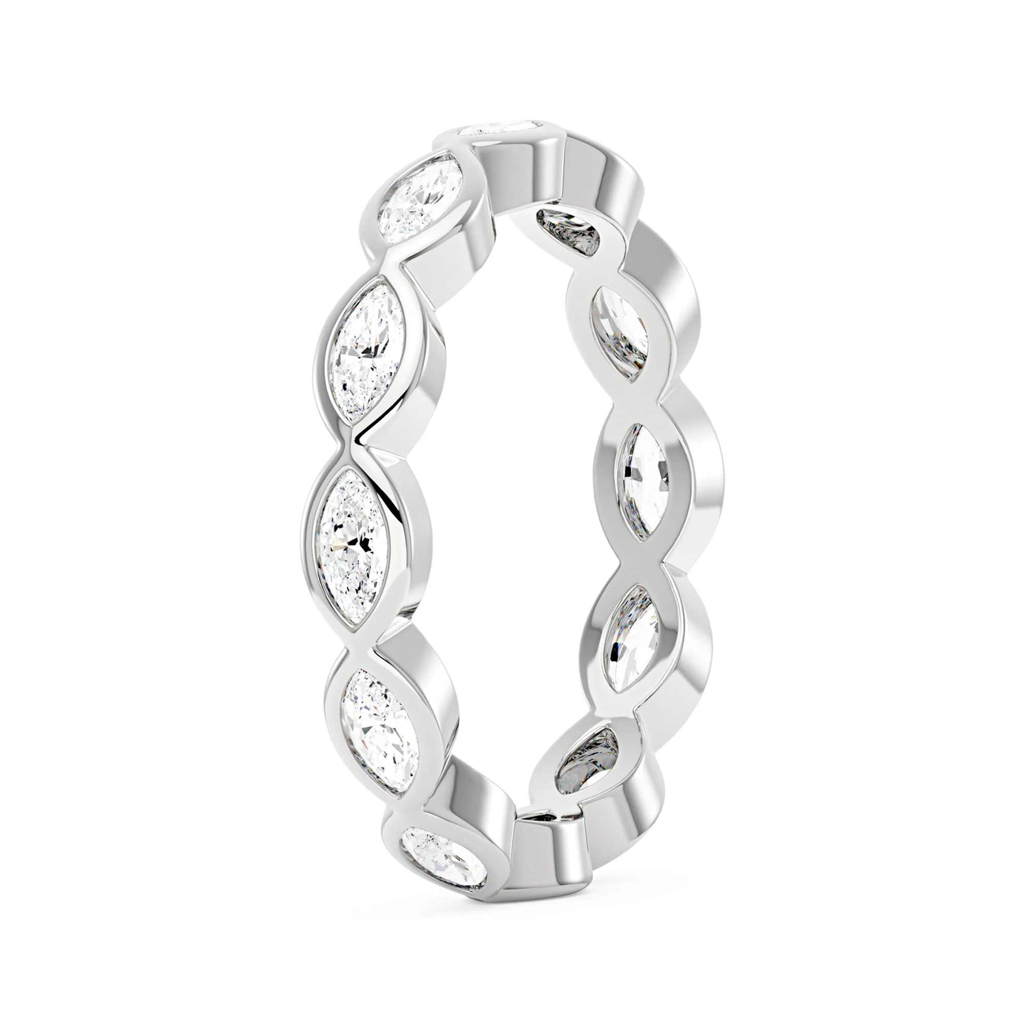 Marquise Shaped Moissanite Bezel Eternity Band - Image 6