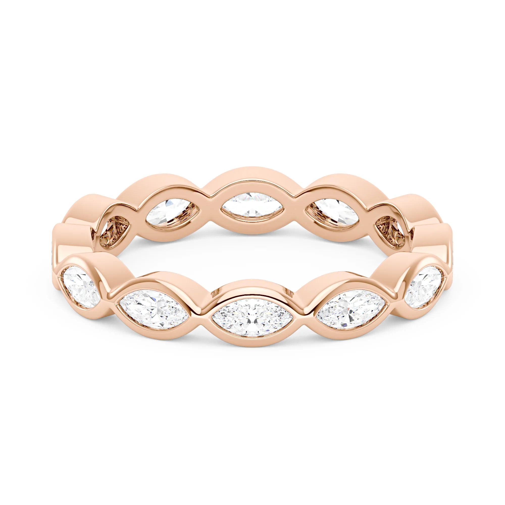 Marquise Shaped Moissanite Bezel Eternity Band - Image 9