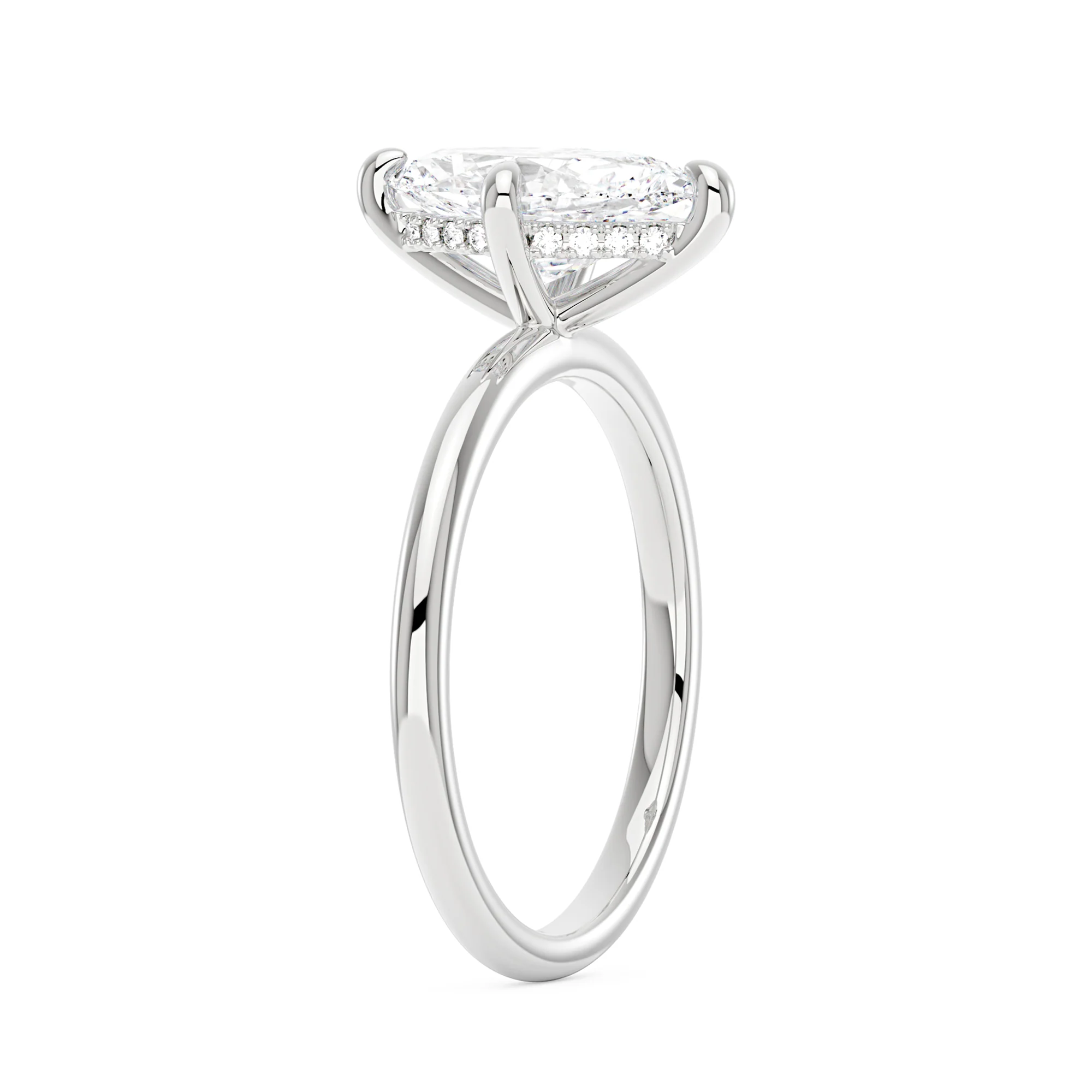 Marquise Shaped Moissanite Solitaire Ring with Hidden Halo - Image 5