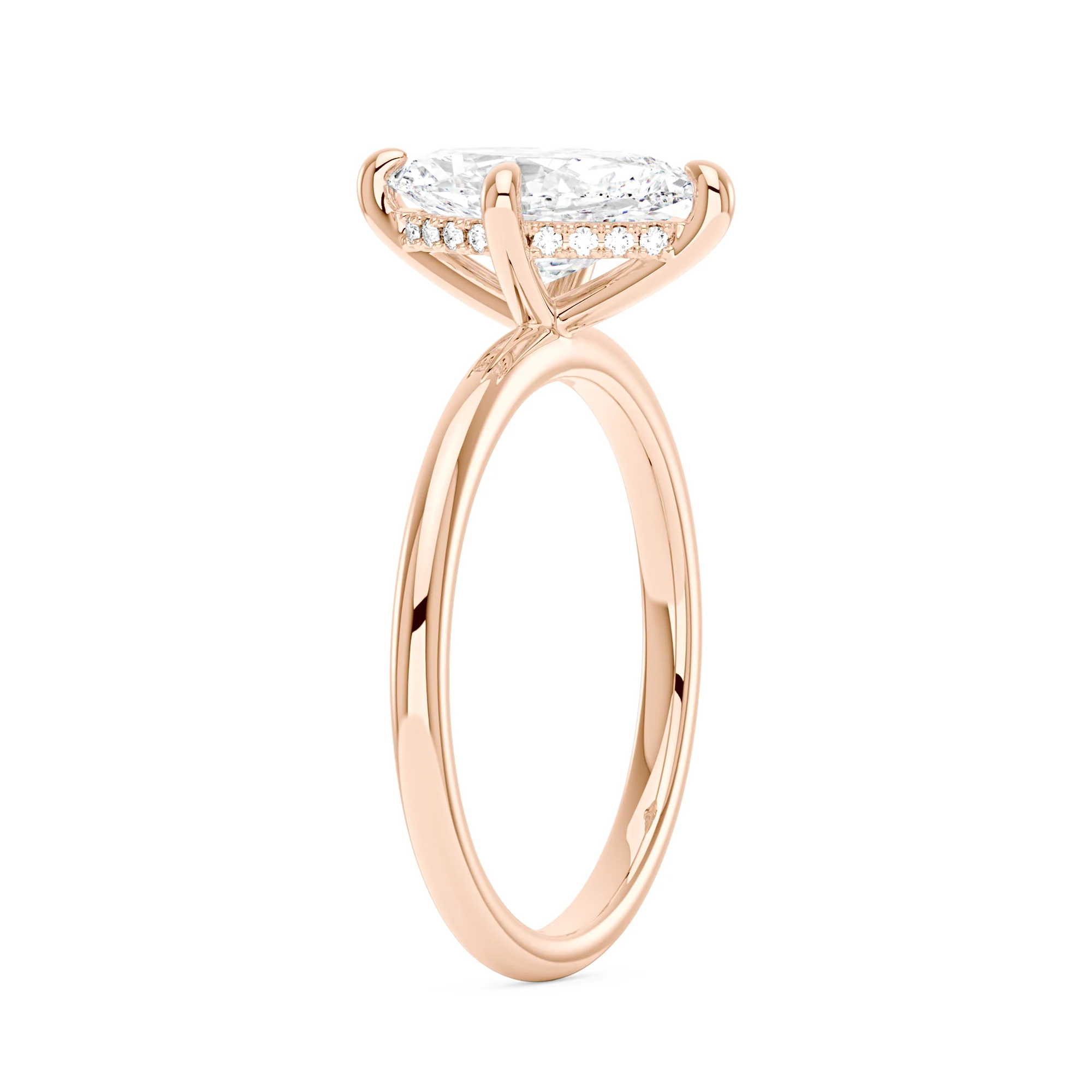 Marquise Shaped Moissanite Solitaire Ring with Hidden Halo - Image 8