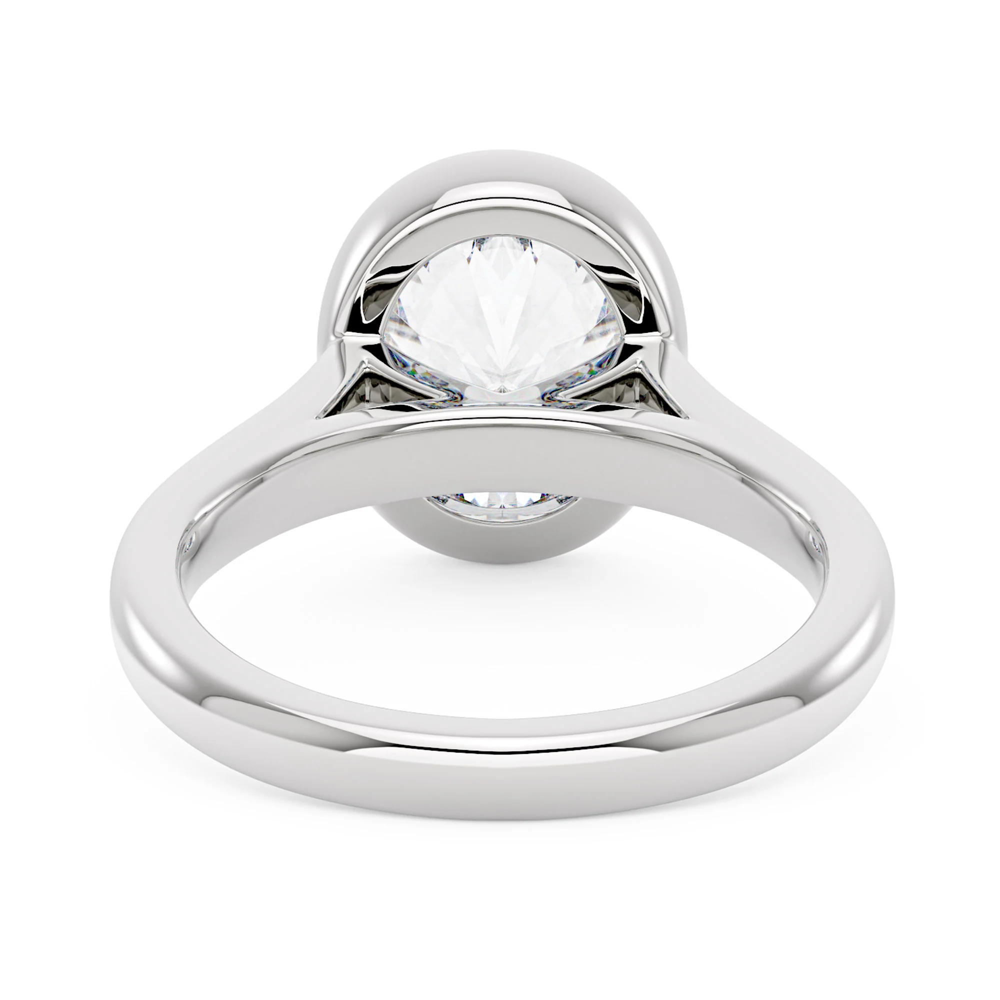 Minimalist Oval Cut Engagement Bezel Ring - Image 3