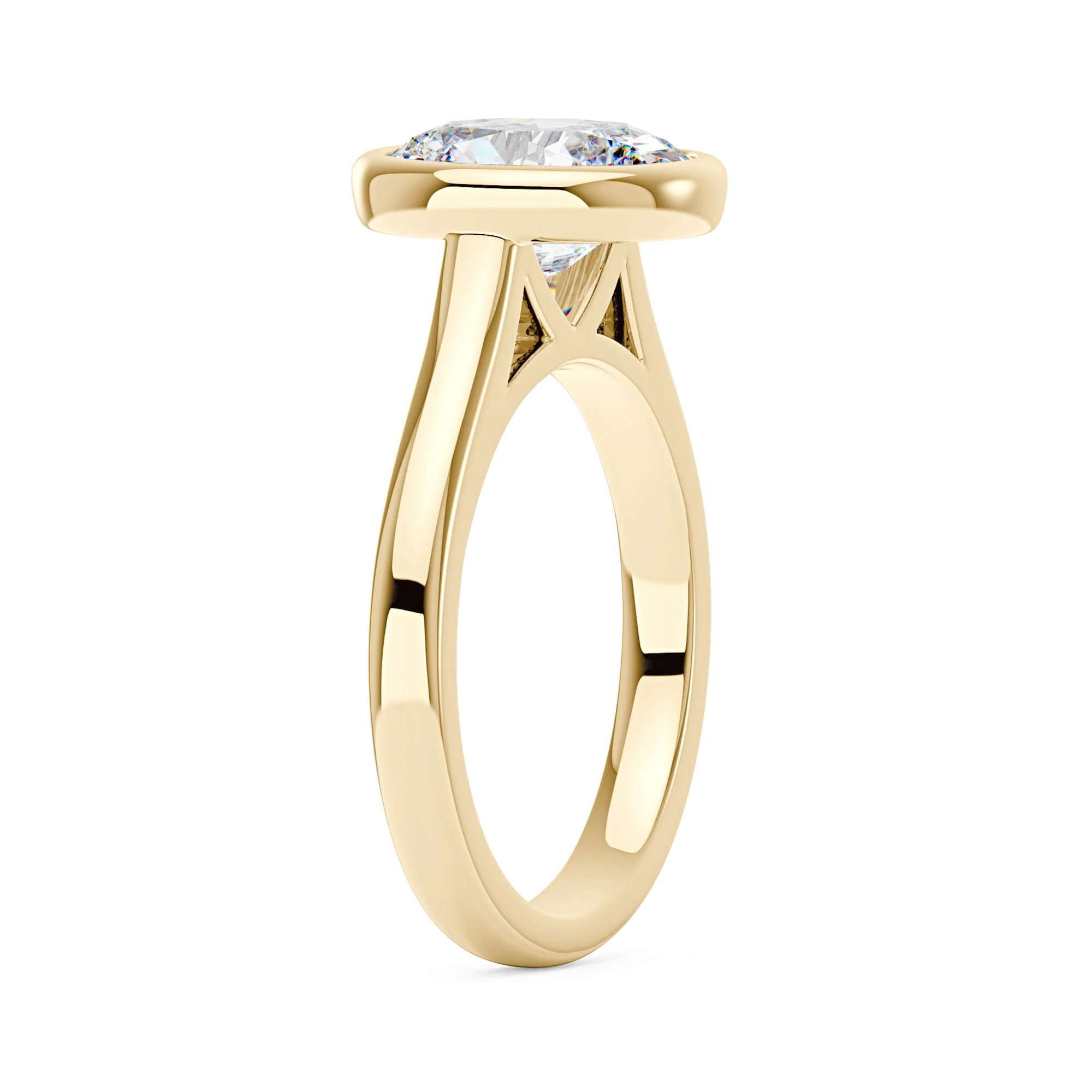 Minimalist Oval Cut Engagement Bezel Ring - Image 5