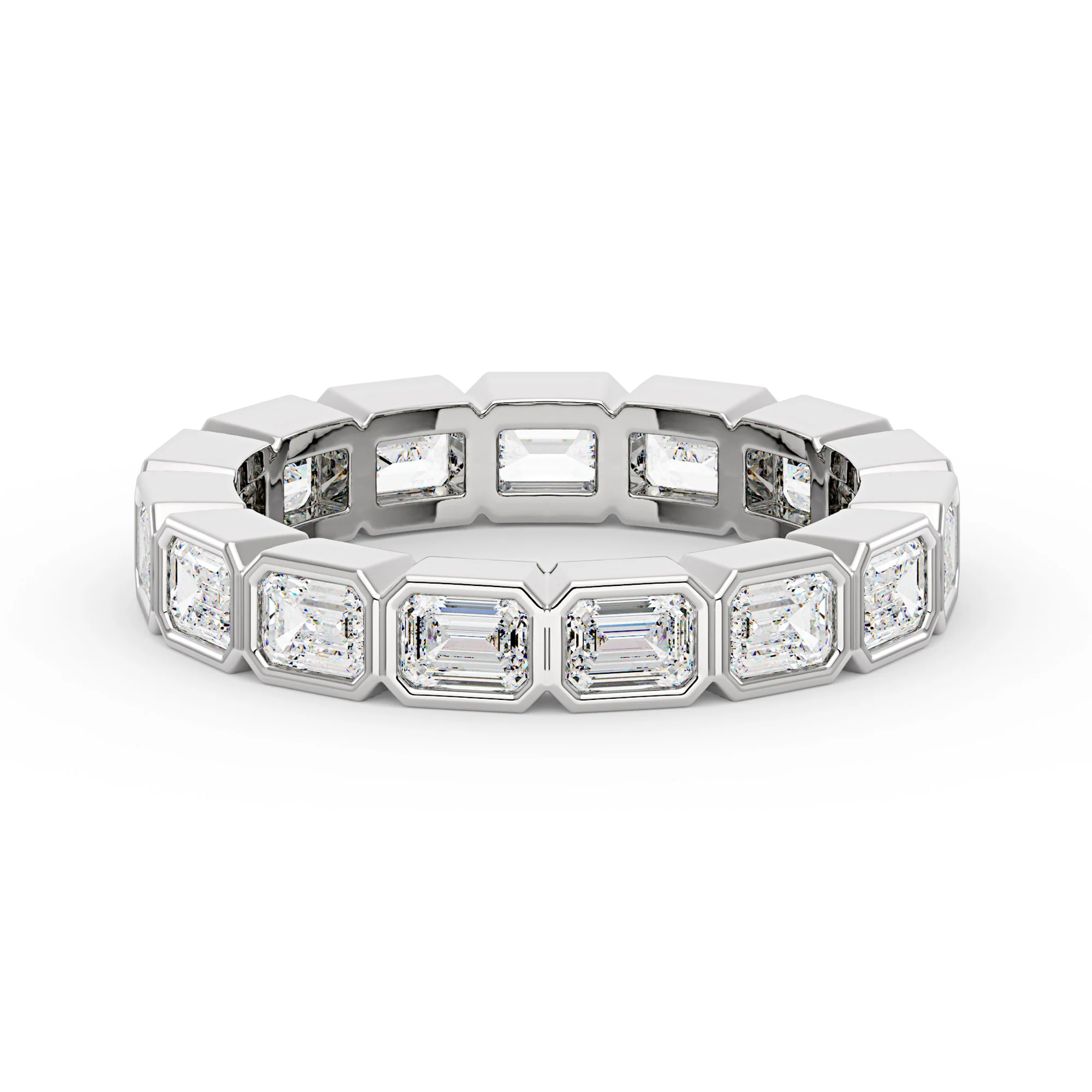 Modern Emerald Cut Moissanite Bezel Eternity Band - Image 3