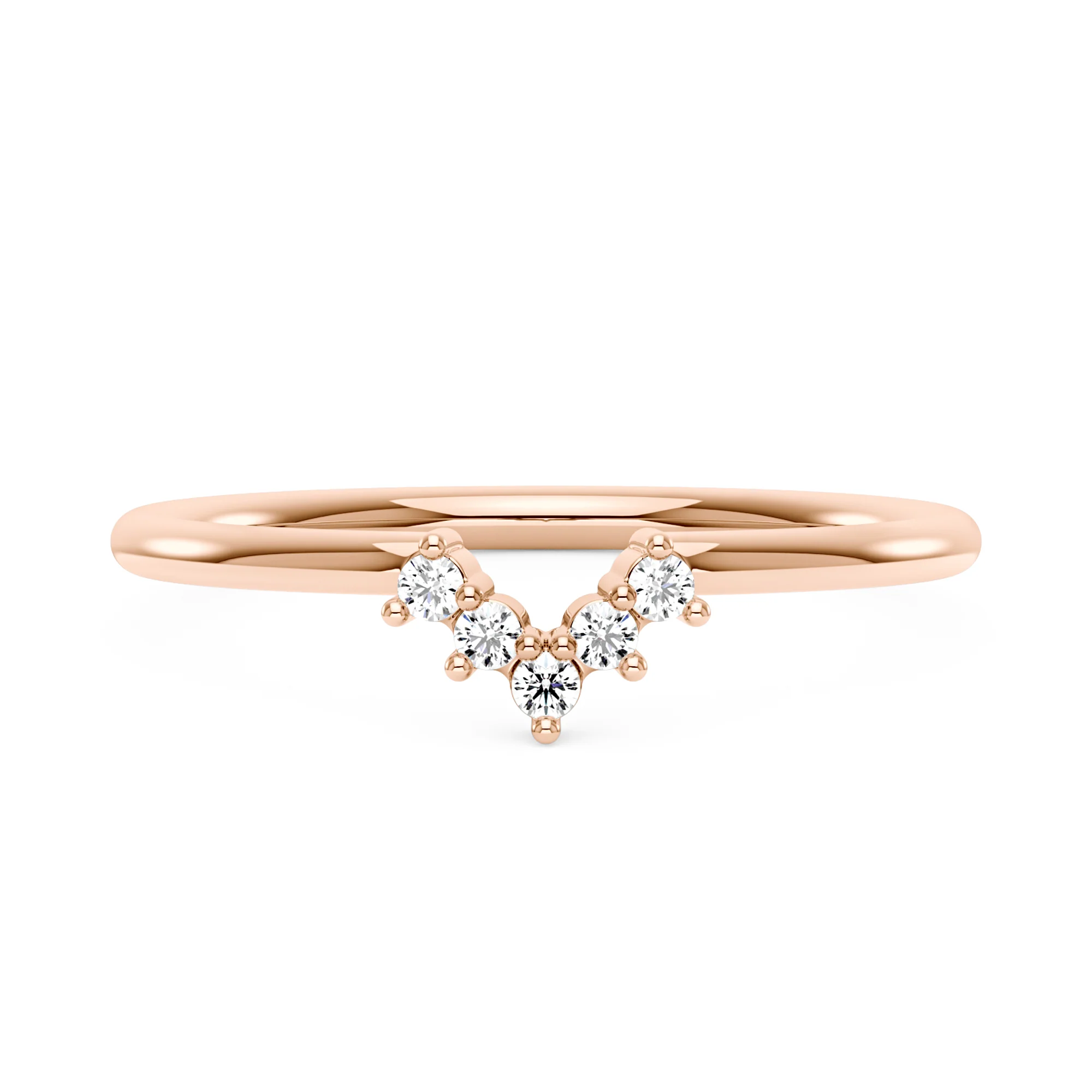 Arched Round 5 Stone Moissanite Wedding Band - Image 7