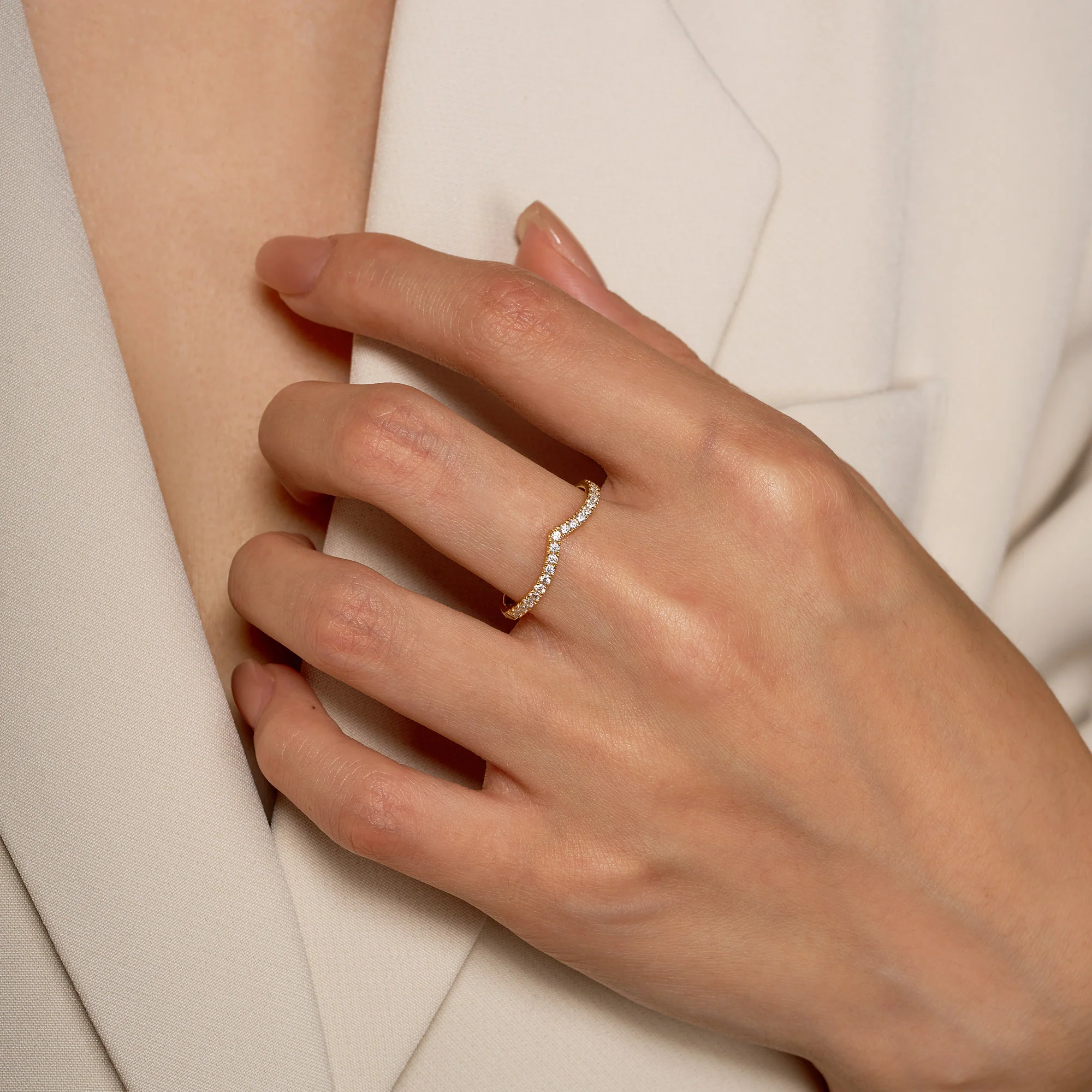 Art Deco Moissanite Pavé Stacking Eternity Ring Set - Image 11