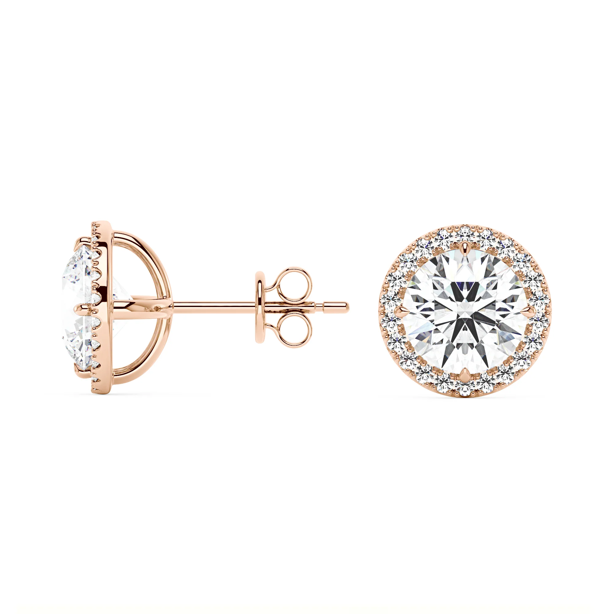 Moissanite Halo Style Stud Earrings - Image 9