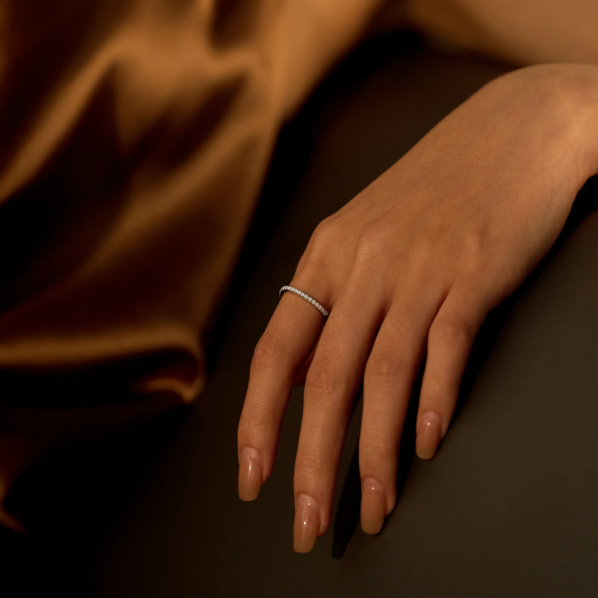 Nature Inspired Wave Moissanite Pavé Half Eternity Band - Image 10