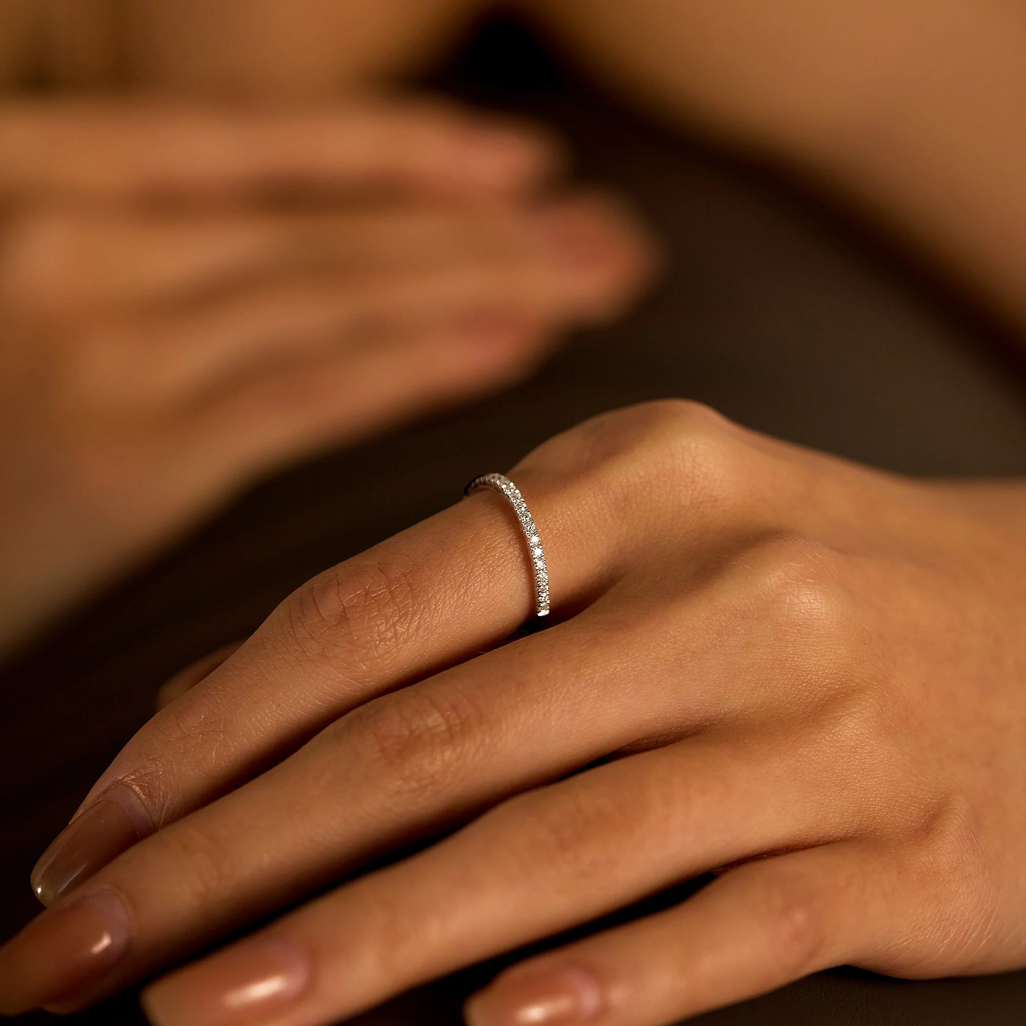 Nature Inspired Wave Moissanite Pavé Half Eternity Band - Image 12