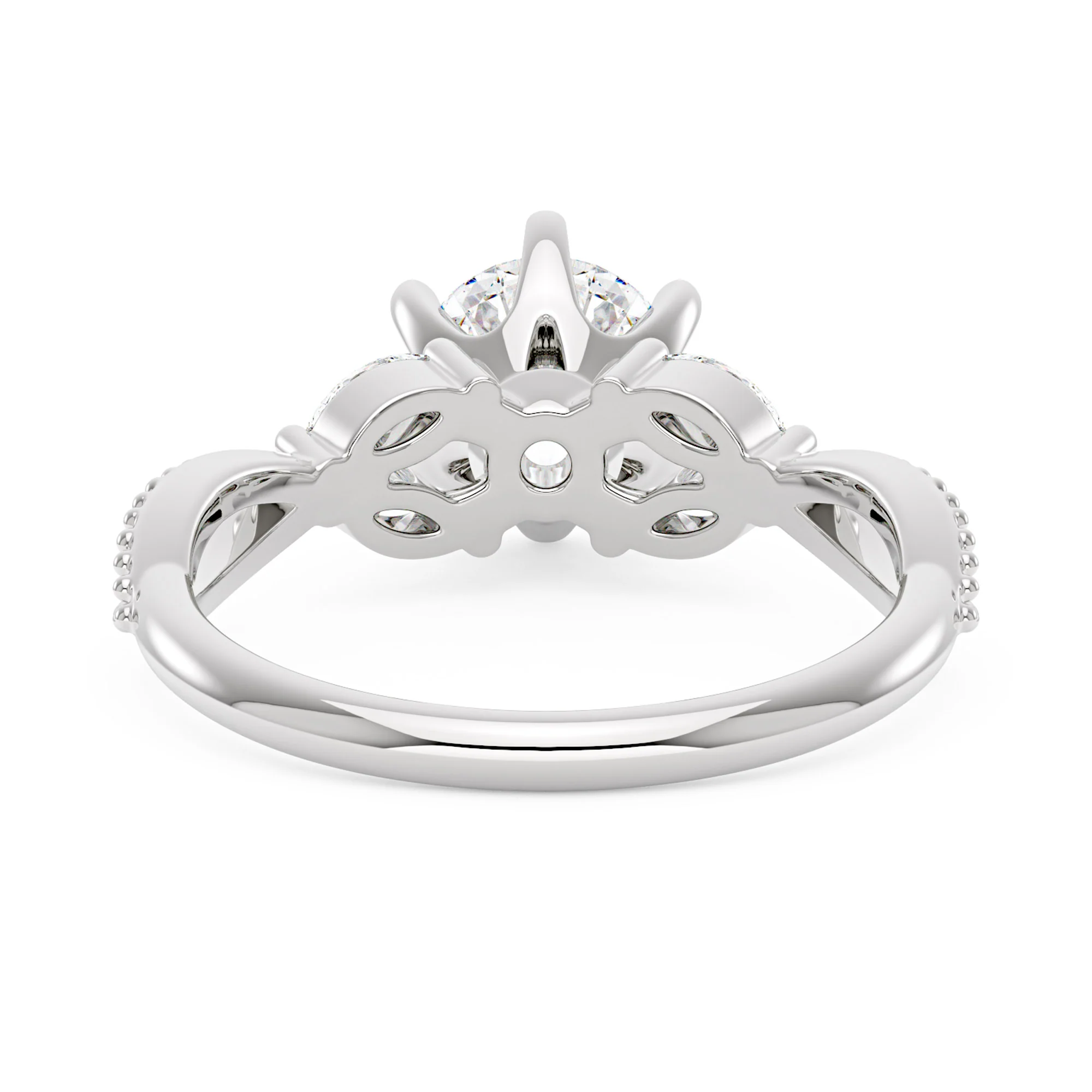 Nature Inspired Split Shank Round Moissanite Ring - Image 3