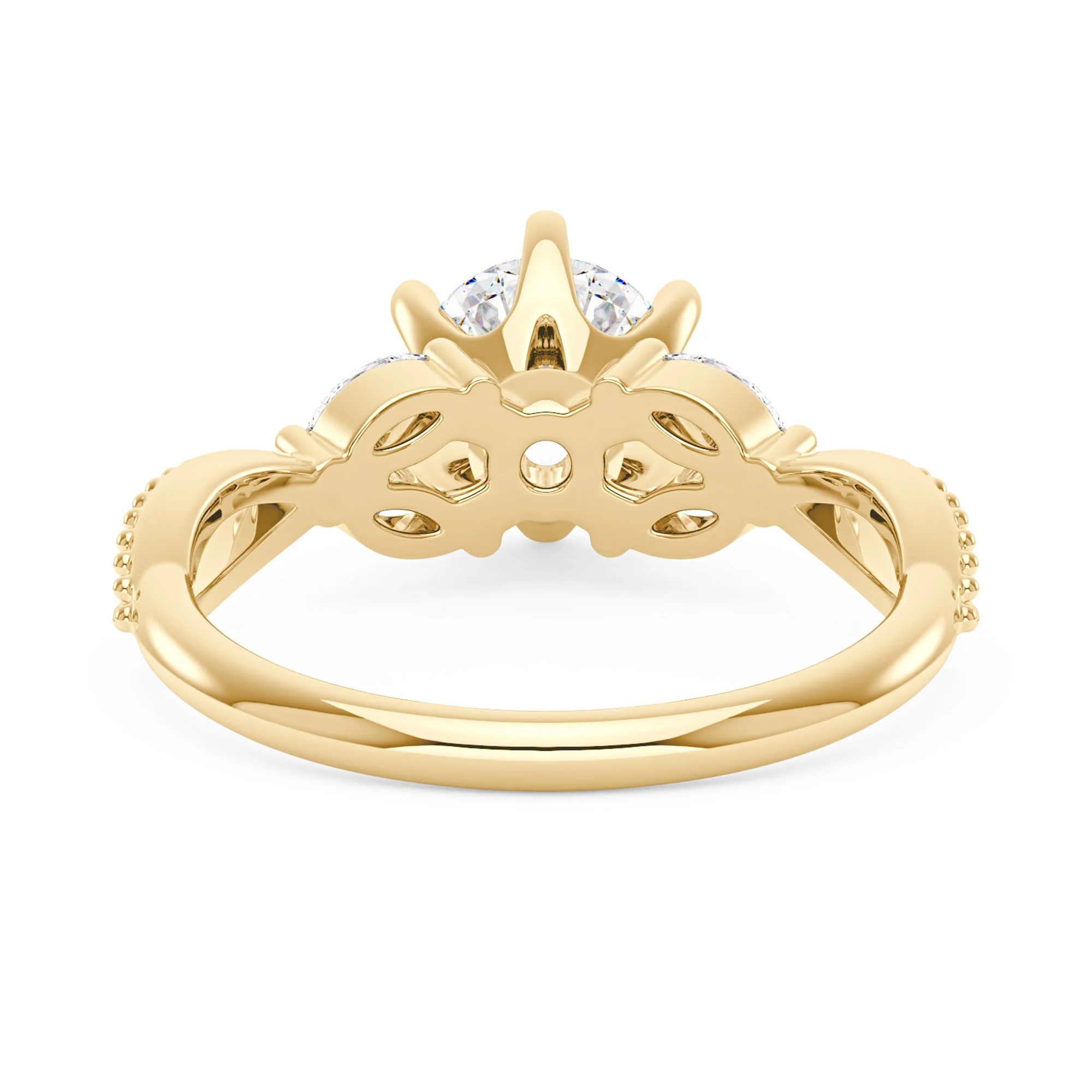Nature Inspired Split Shank Round Moissanite Ring - Image 6