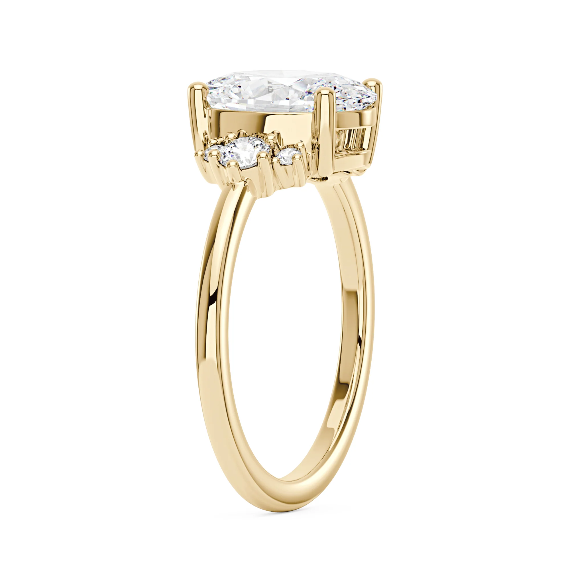 Oval and Round Cut Moissanite Cluster Ring - Image 5