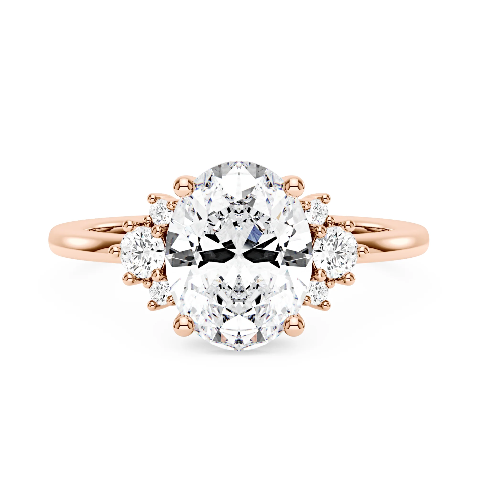 Oval and Round Cut Moissanite Cluster Ring - Image 7