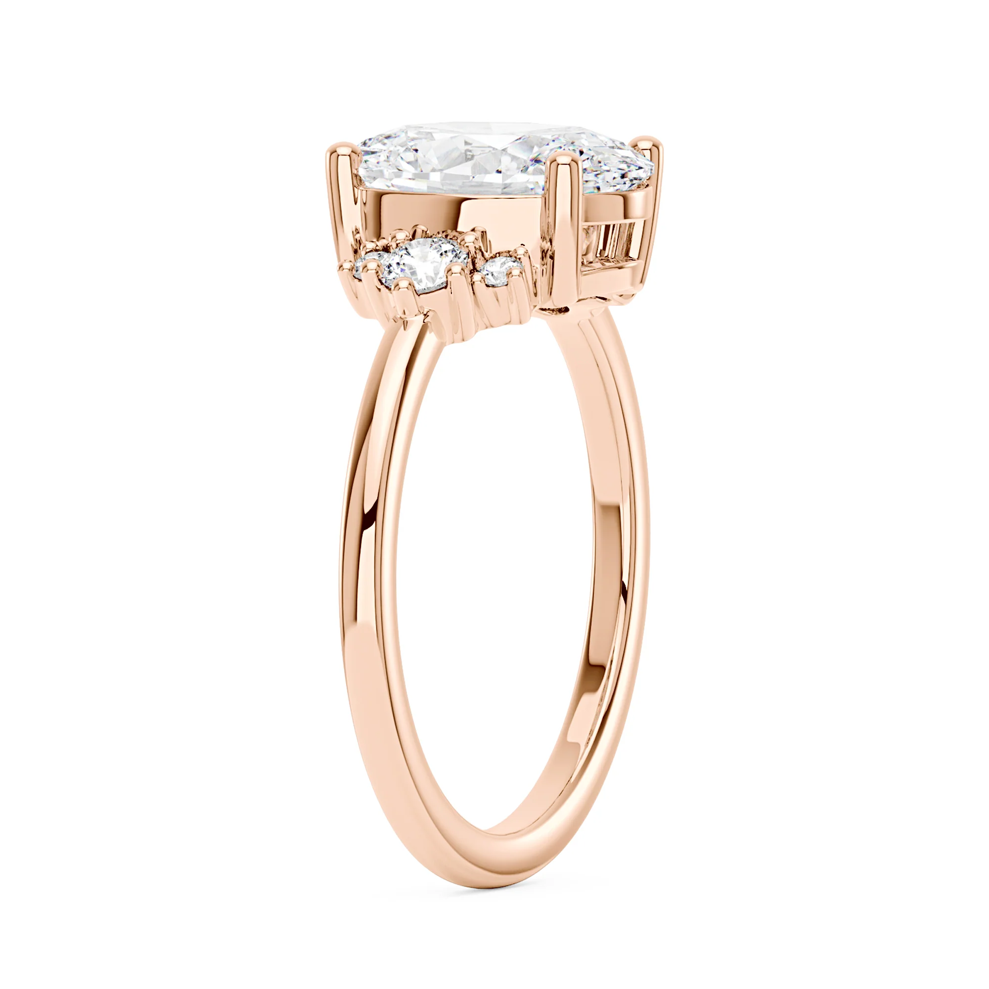 Oval and Round Cut Moissanite Cluster Ring - Image 8