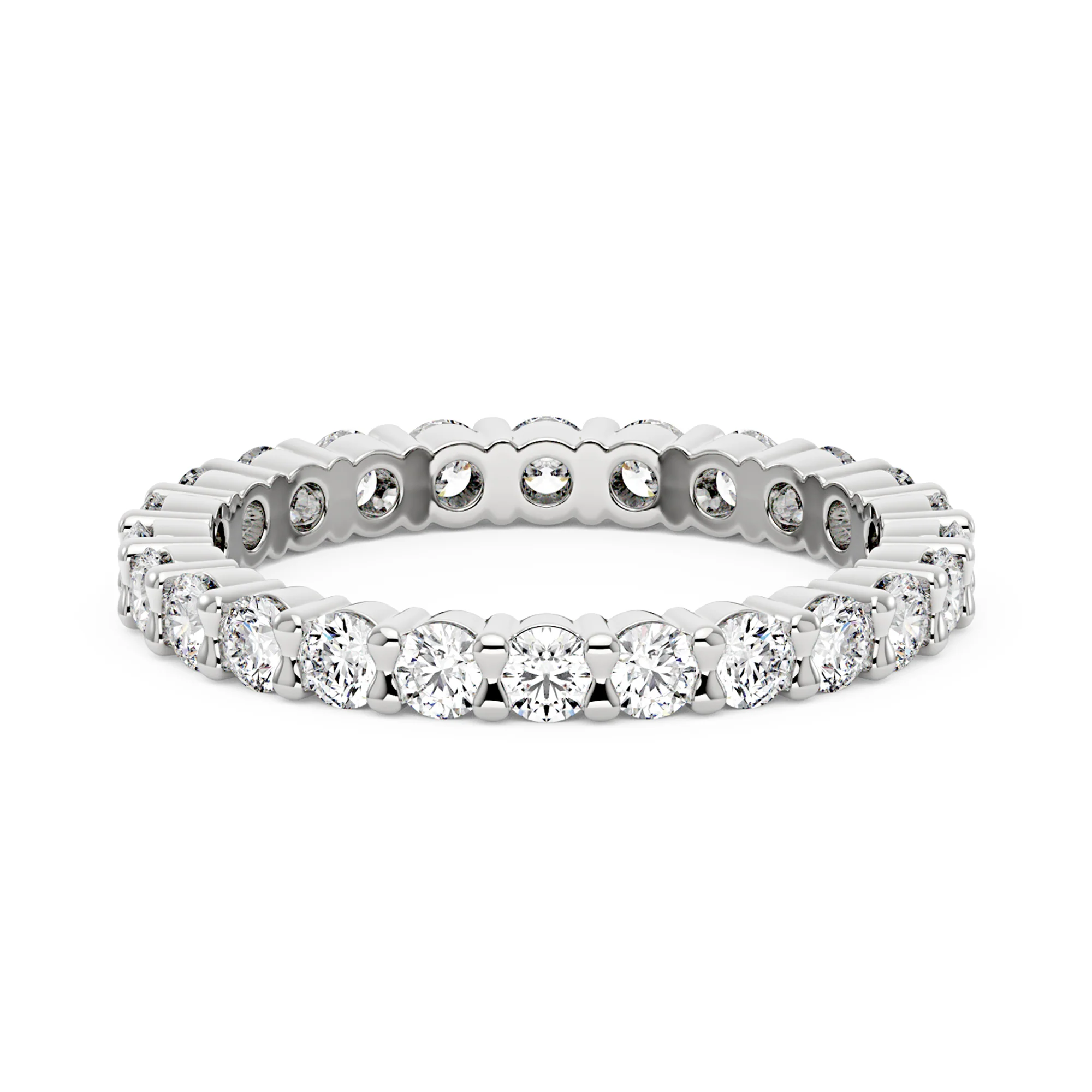 Oval Bezel Engagement Ring And Pave Eternity Wedding Band Set - Image 10