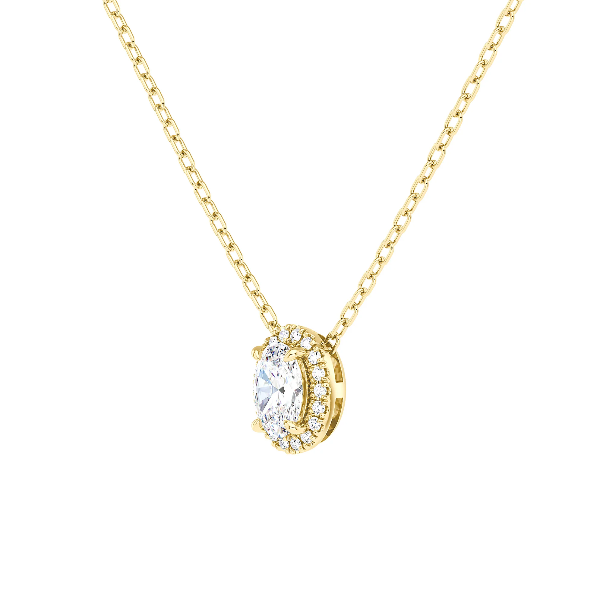 Oval Cut Halo Diamond Pendant Necklace - Image 5