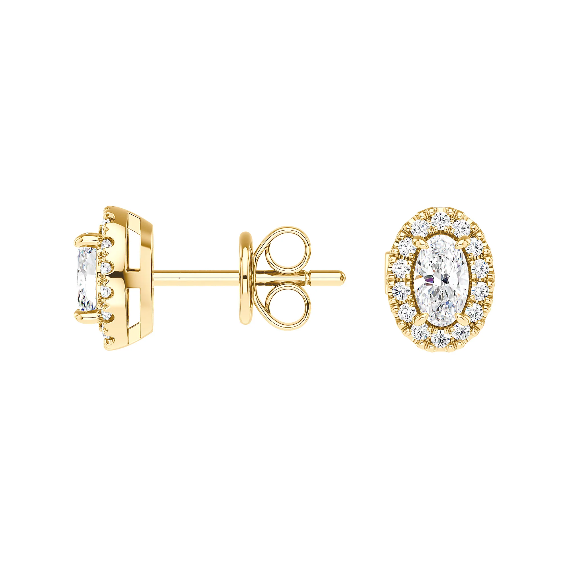 Oval Cut Halo Diamond Stud Earrings - Image 8