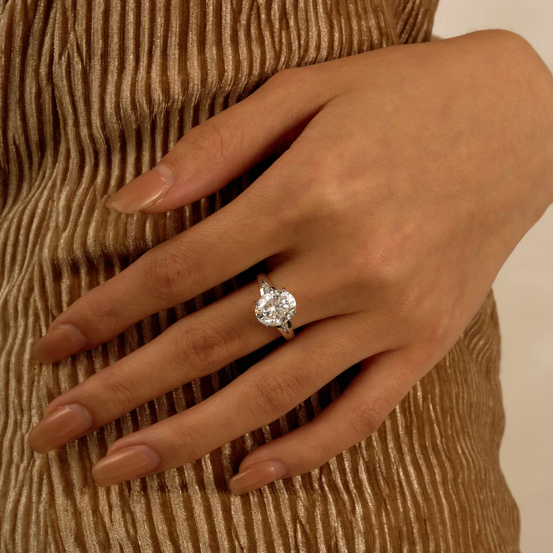 Oval Moissanite Side Accent Engagement Ring - Image 14